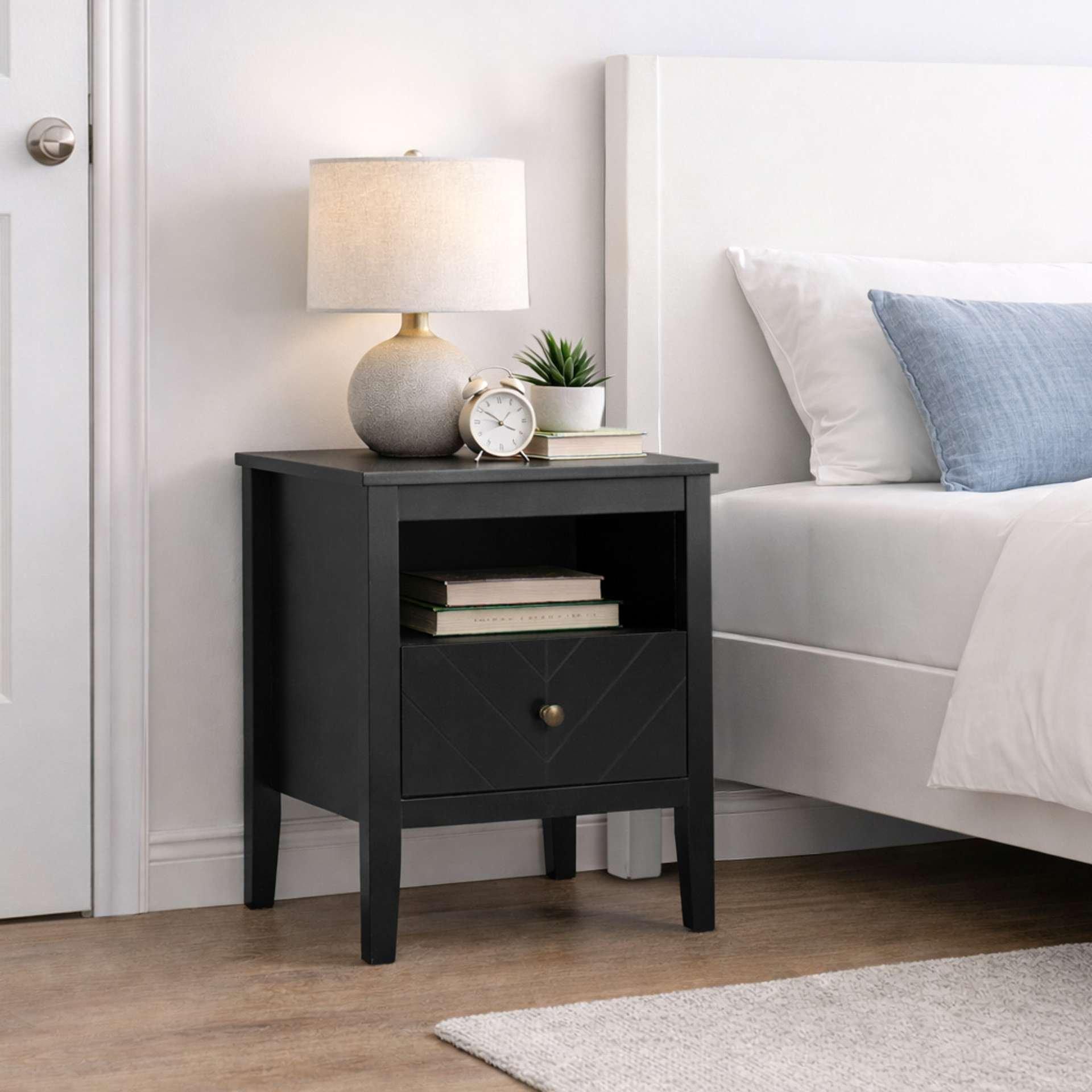 Black - Birlea - Emerson 1 Drawer Bedside - 1