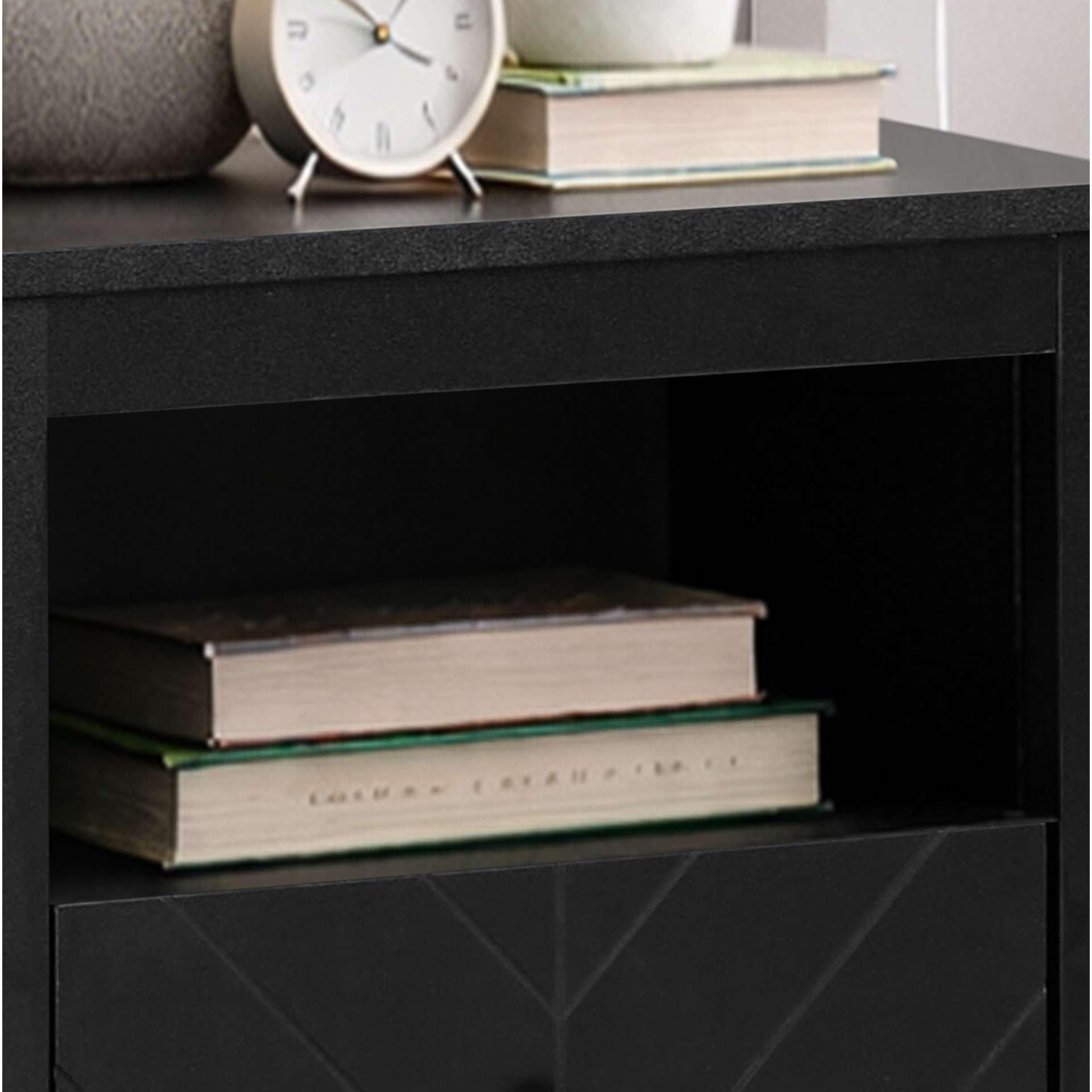 Black - Birlea - Emerson 1 Drawer Bedside - 2