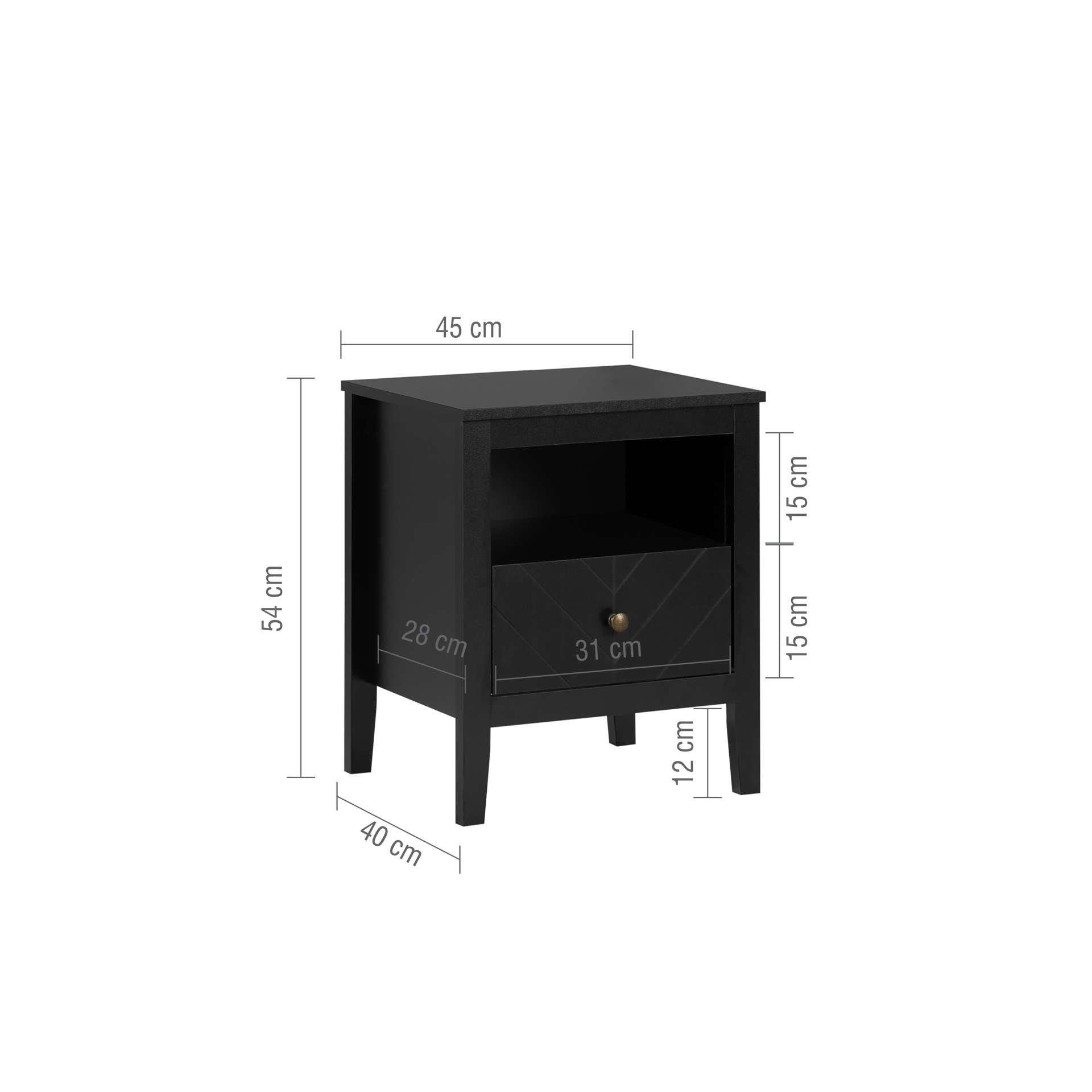 Black - Birlea - Emerson 1 Drawer Bedside - 9