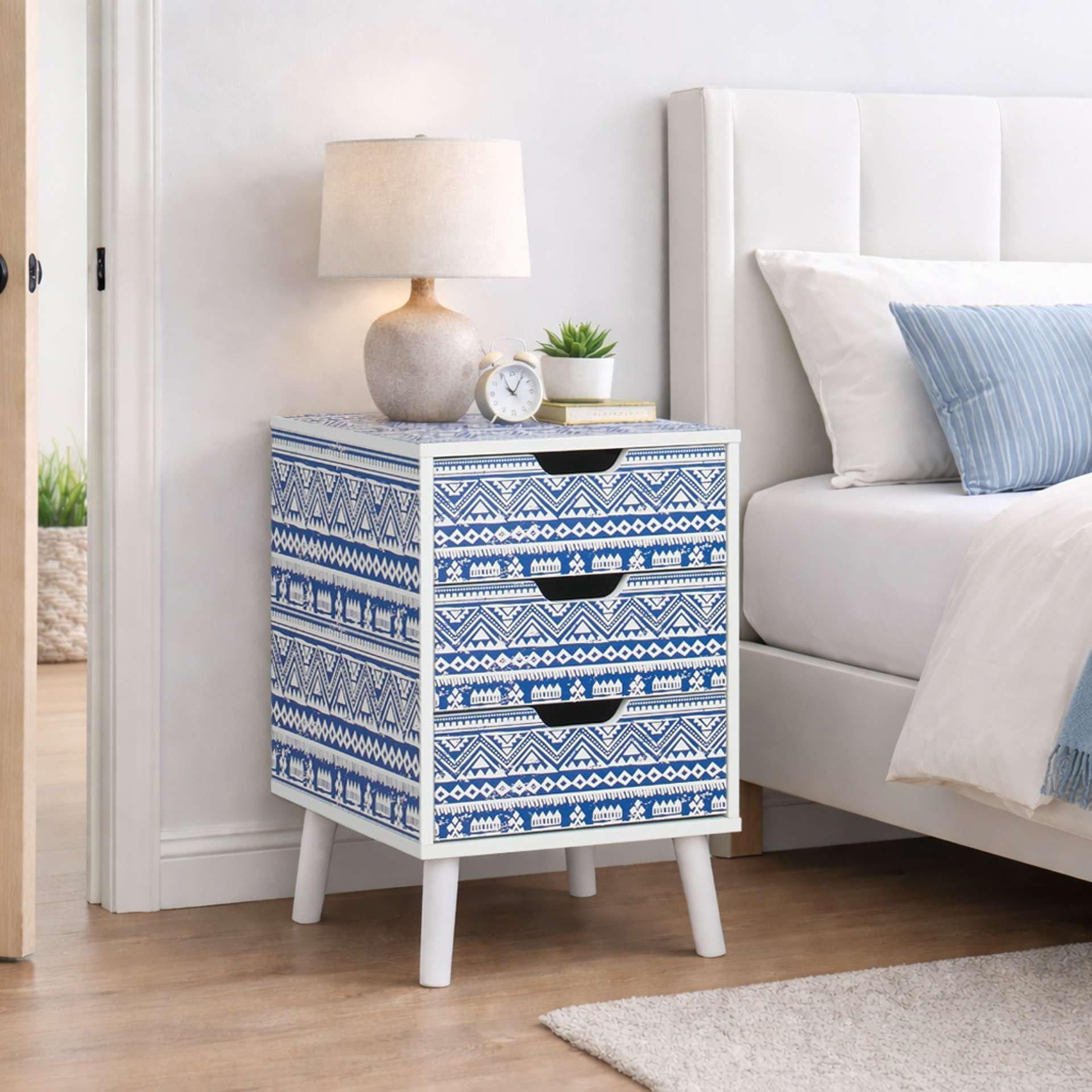 Blue - Birlea - Santorini 3 Drawer Bedside - 1