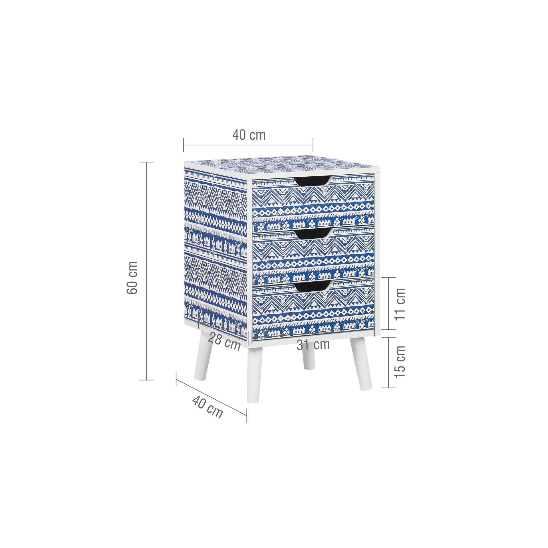 Blue - Birlea - Santorini 3 Drawer Bedside - 8