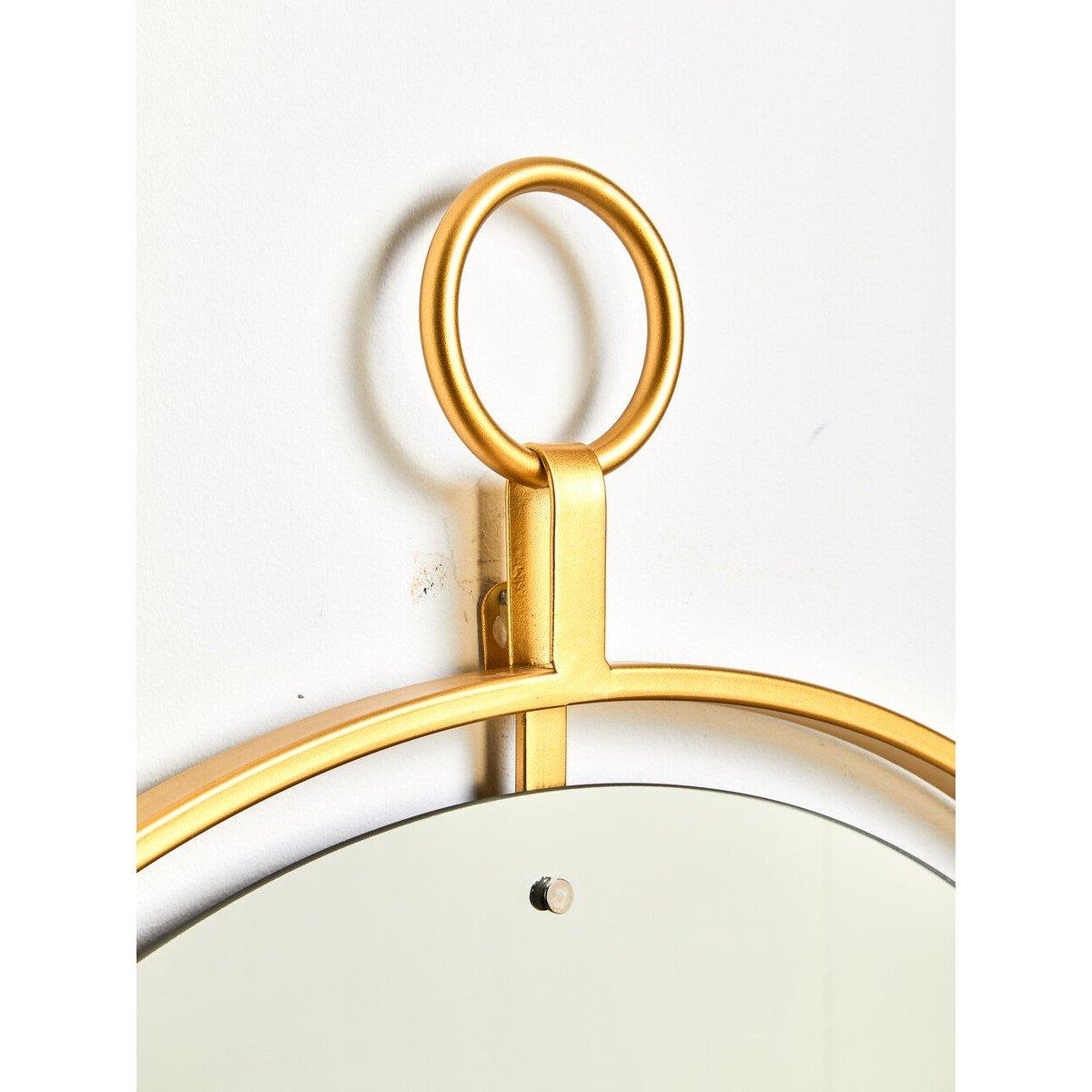 Gold - Premier Housewares - Matera Gold Wall Mirror With Ring - 5
