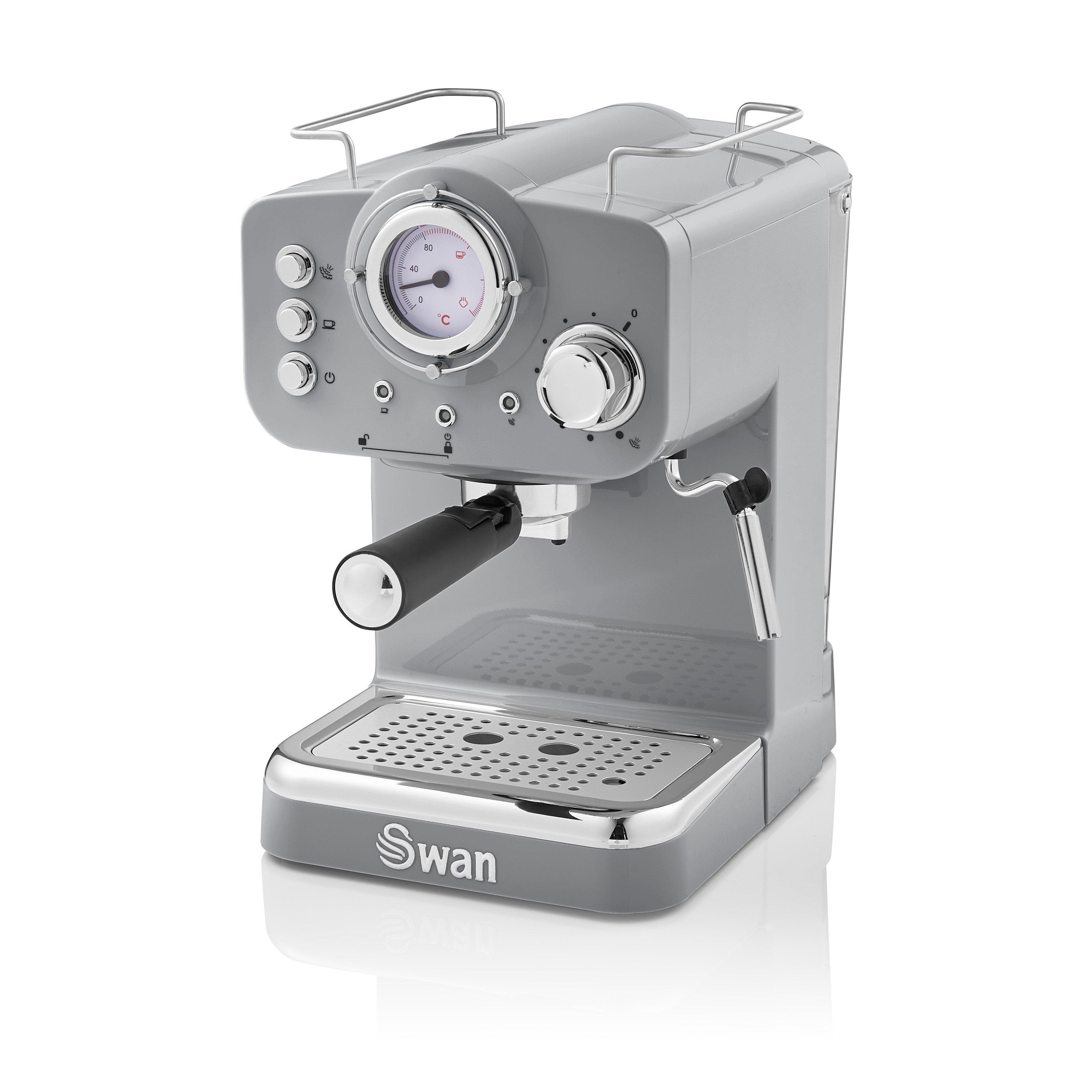 Swan  Retro Pump Espresso Coffee Machine - Grey - Medium