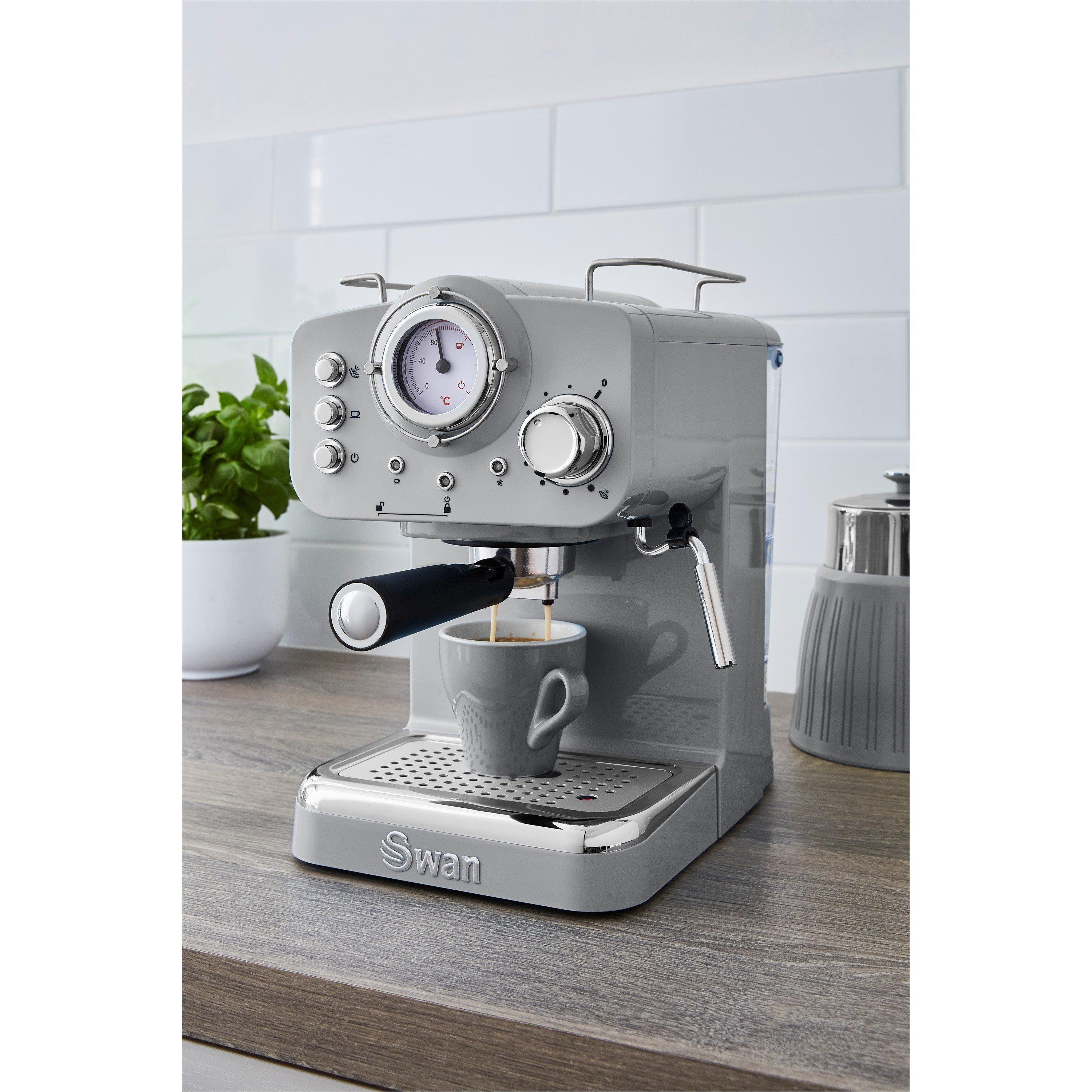 Grey - Swan - Swan Retro Pump Espresso Coffee Machine - Grey - 7