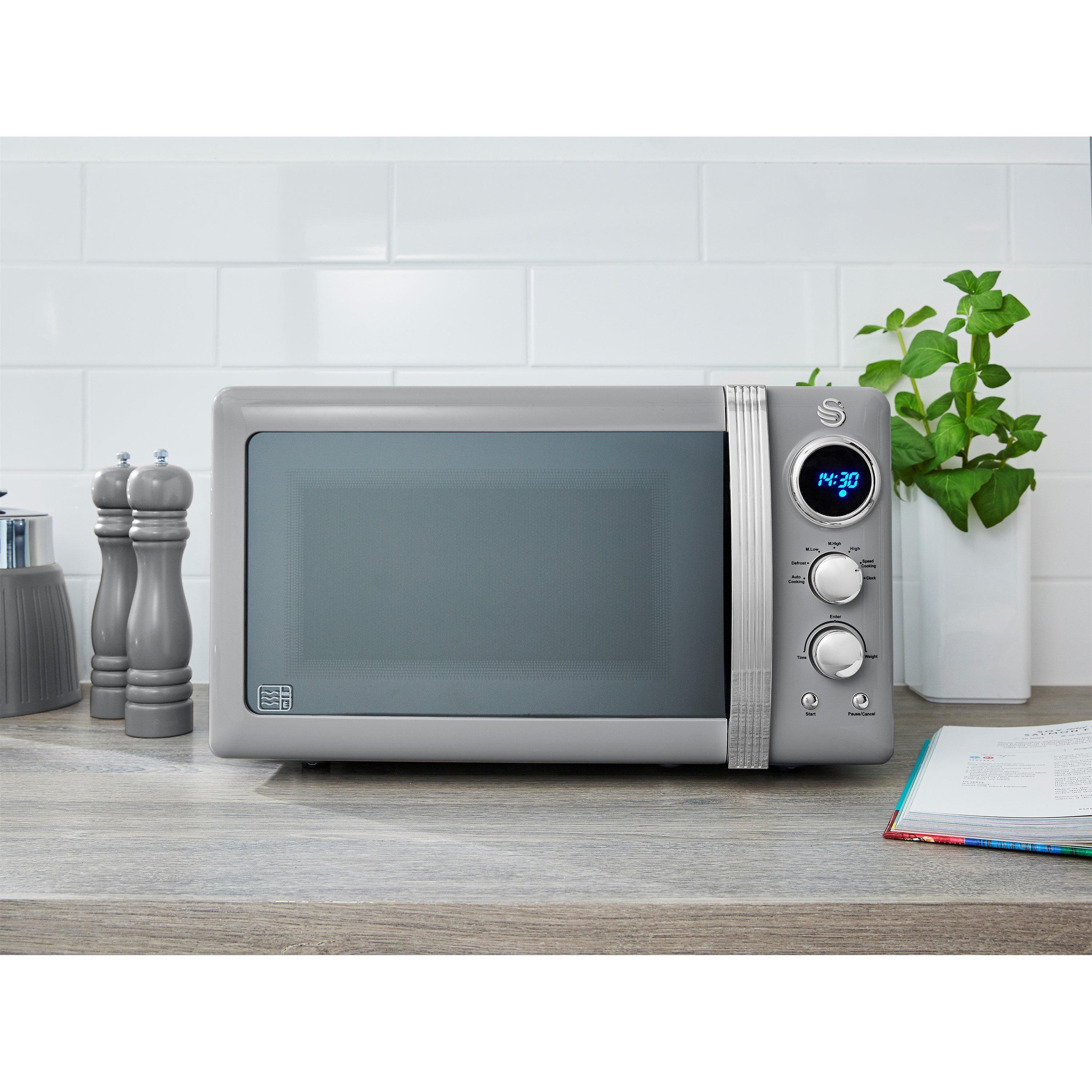 Grey - Swan - Swan Digital Retro Microwave 800W - Grey - 2