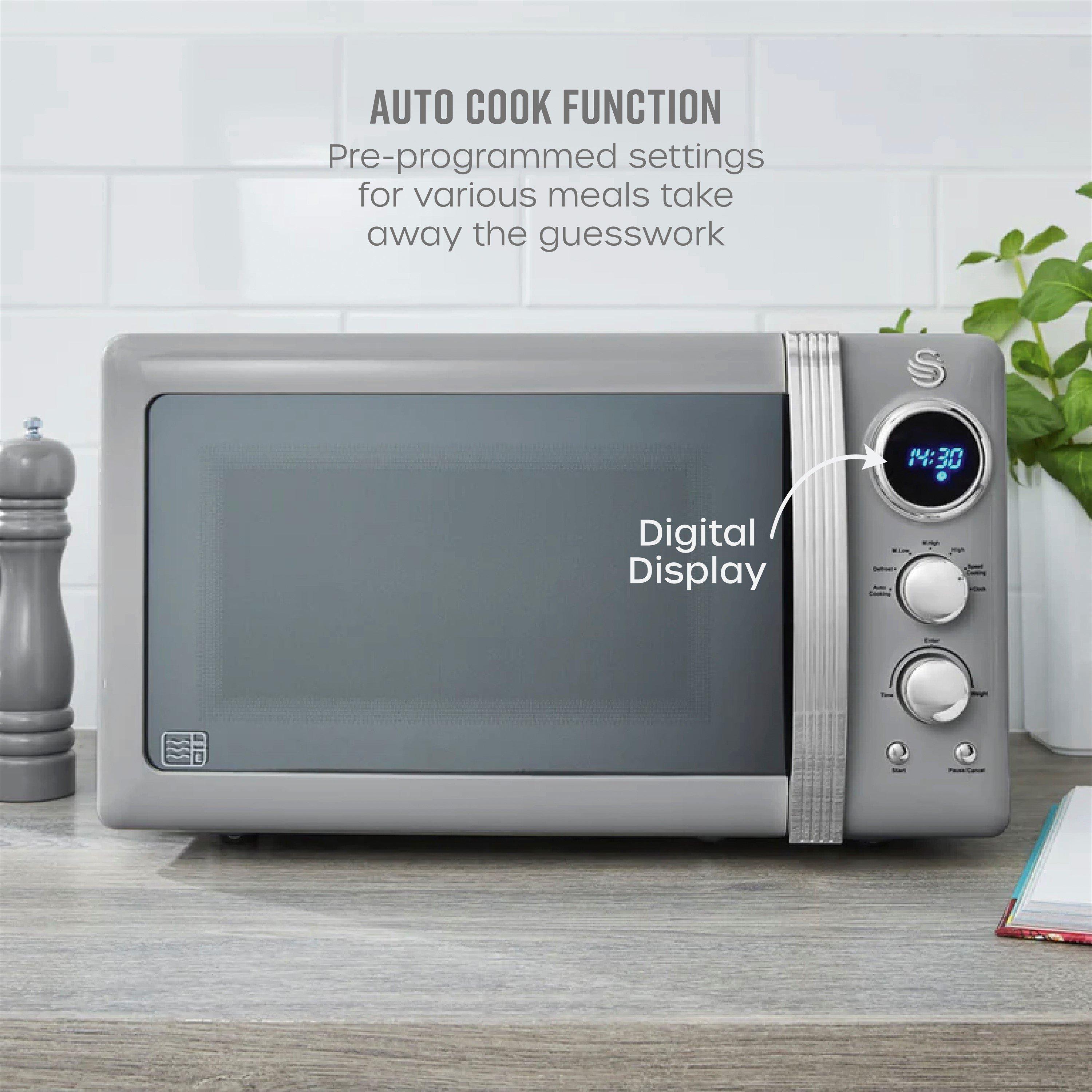 Grey - Swan - Swan Digital Retro Microwave 800W - Grey - 4