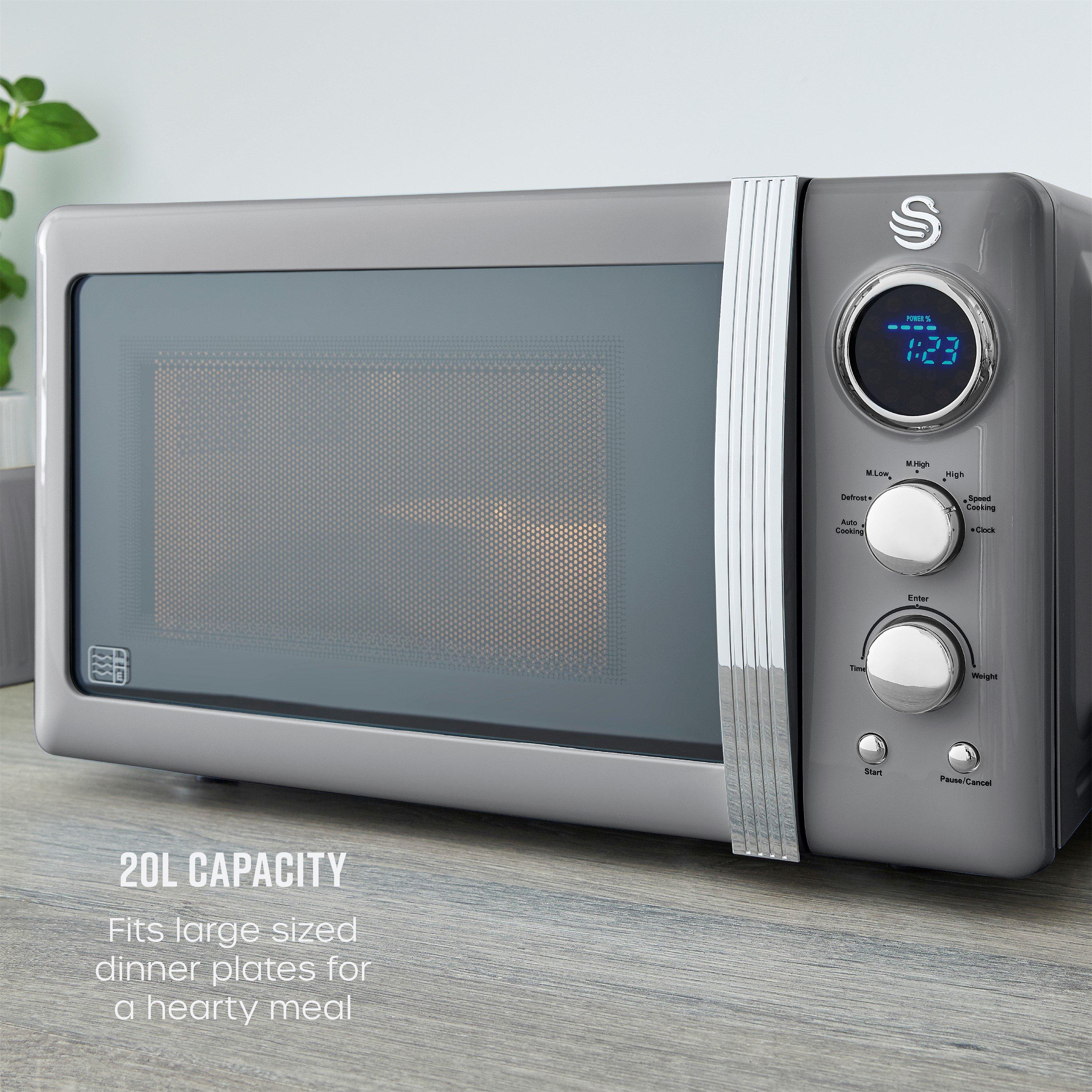 Grey - Swan - Swan Digital Retro Microwave 800W - Grey - 5