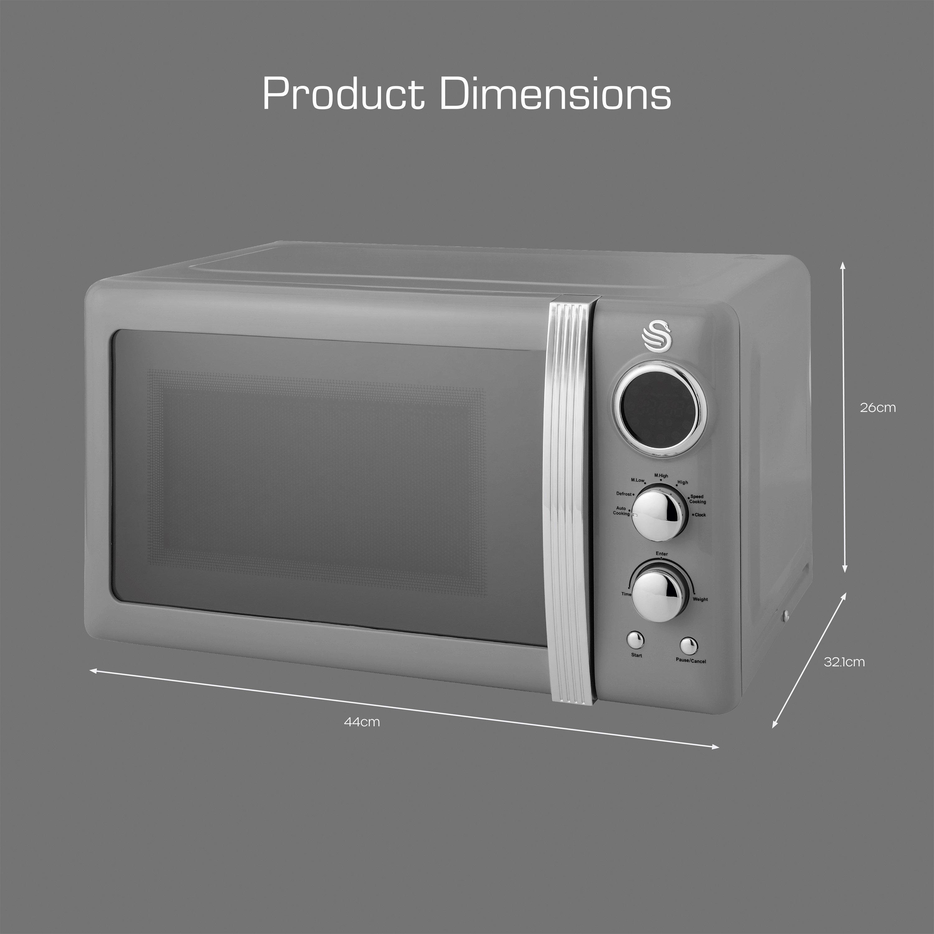 Grey - Swan - Swan Digital Retro Microwave 800W - Grey - 6