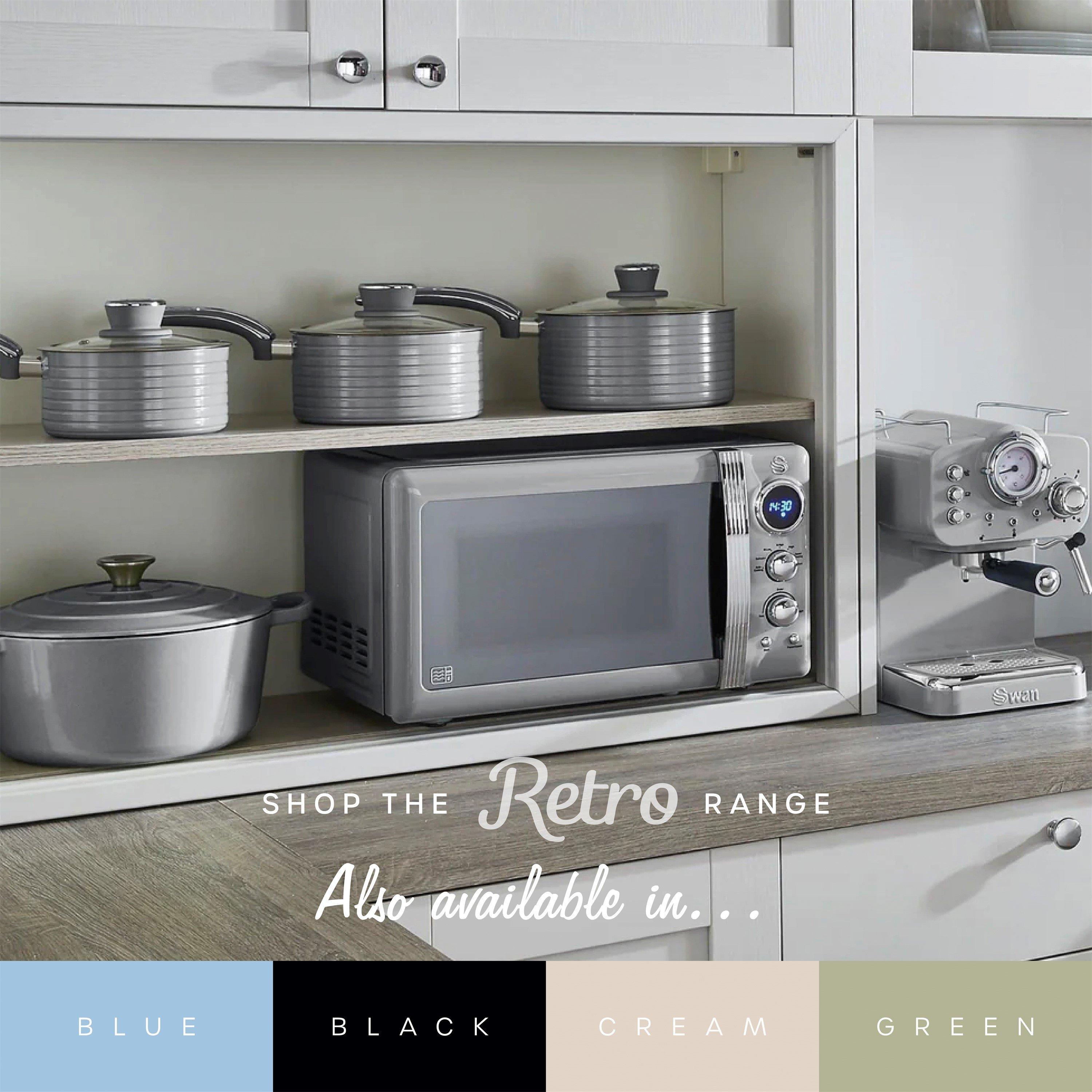 Grey - Swan - Swan Digital Retro Microwave 800W - Grey - 8