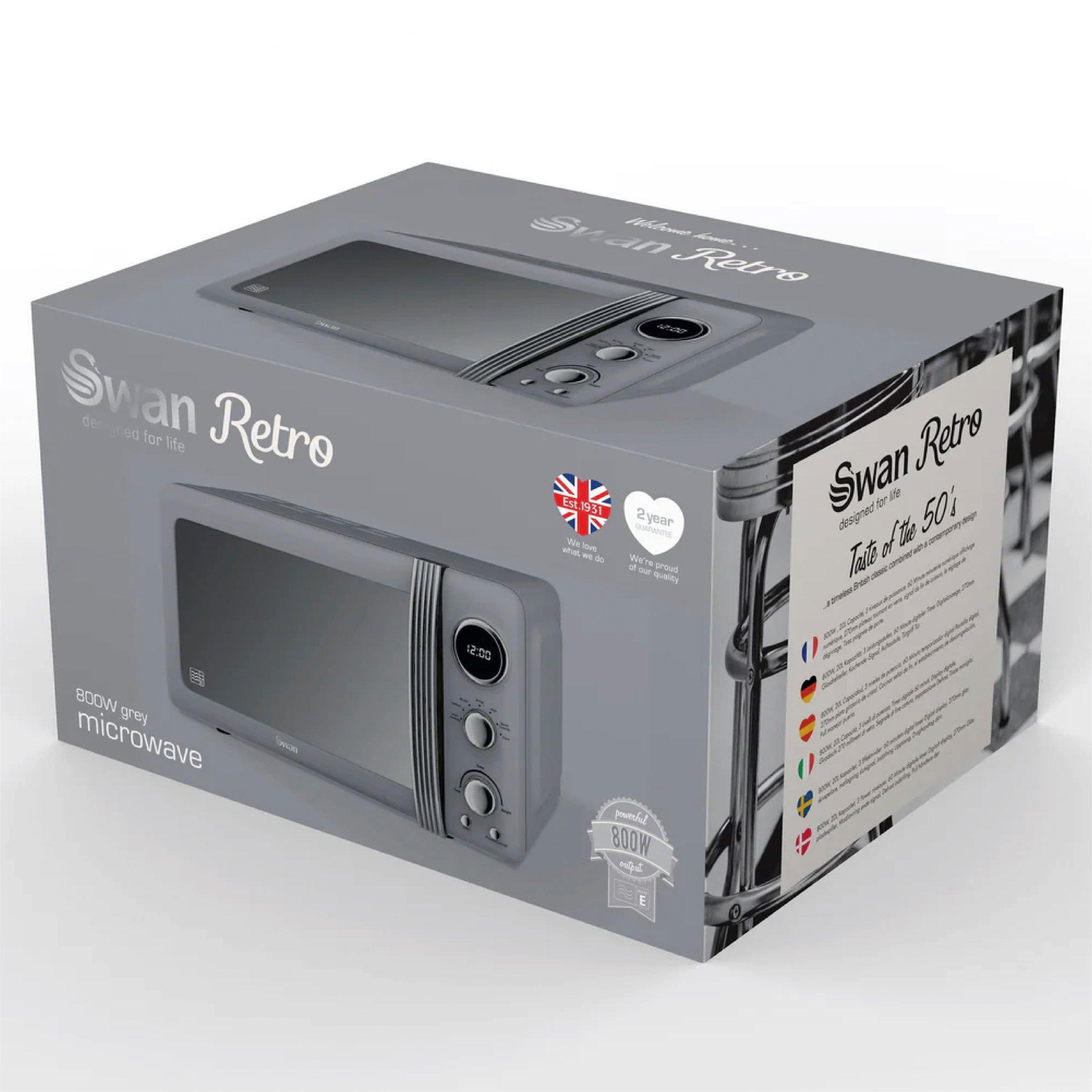 Grey - Swan - Swan Digital Retro Microwave 800W - Grey - 9
