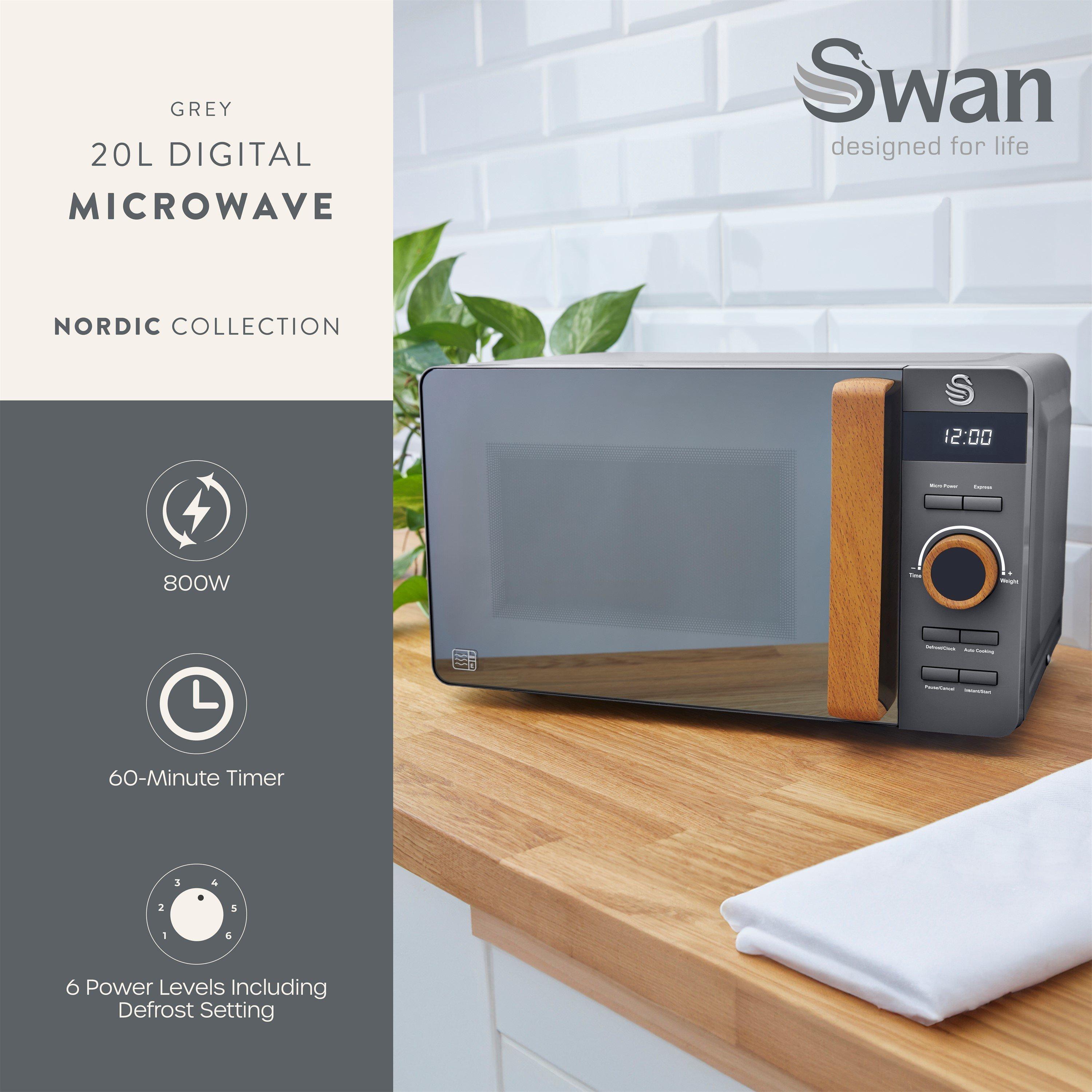 Grey - Swan - Swan Nordic Grey Digital Microwave 20L - 2