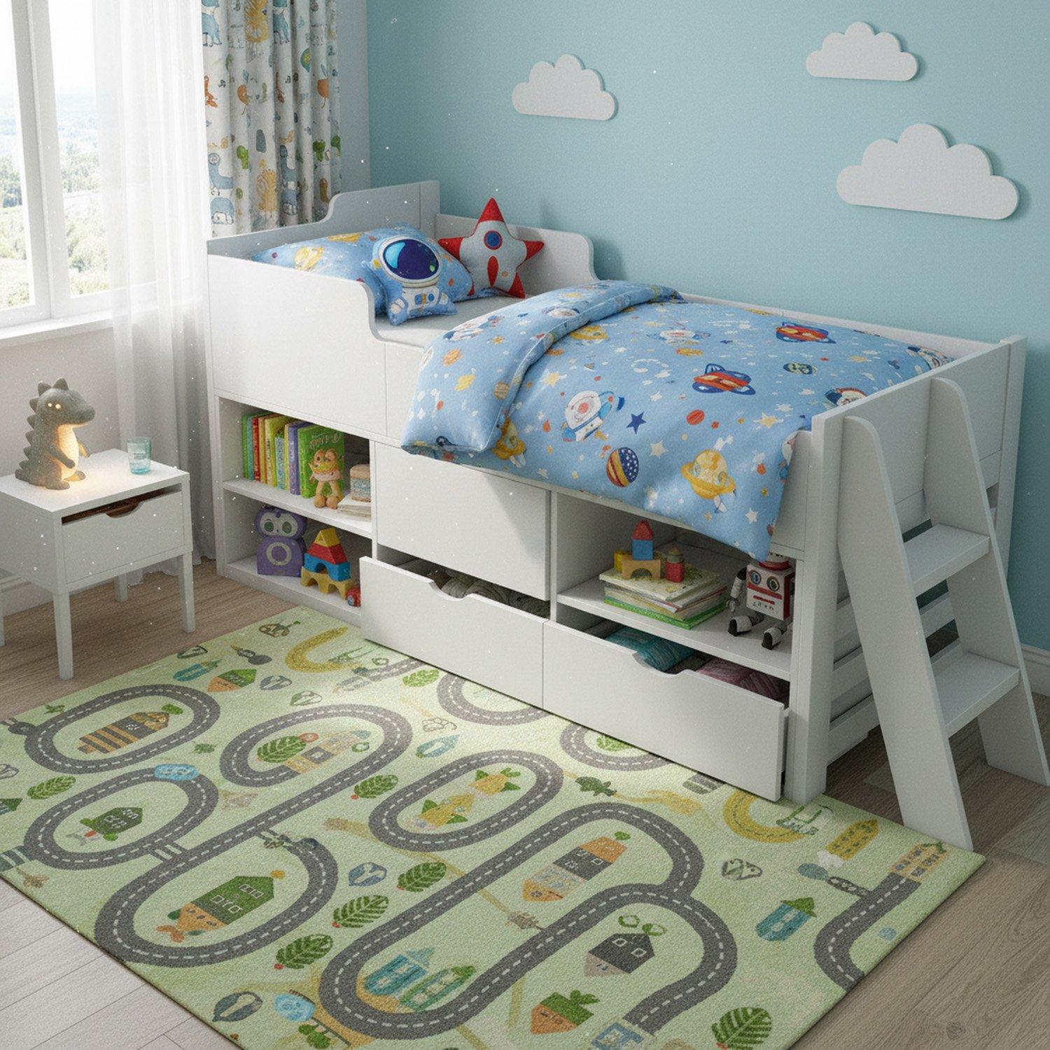 White - Urban Meuble - Space-Saving Bed with Storage White Modern Design - 1