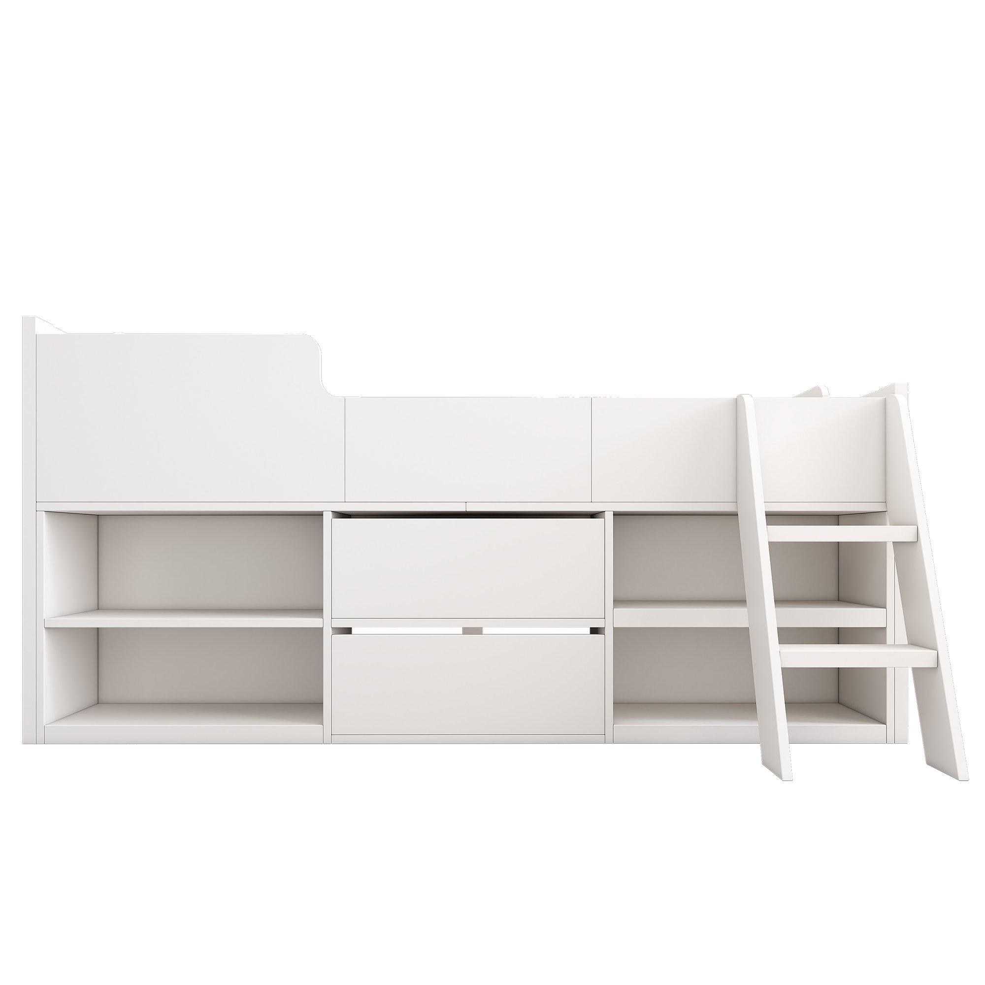 White - Urban Meuble - Space-Saving Bed with Storage White Modern Design - 5