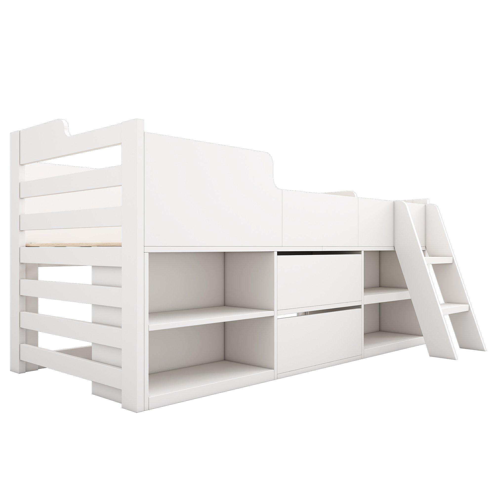 White - Urban Meuble - Space-Saving Bed with Storage White Modern Design - 6