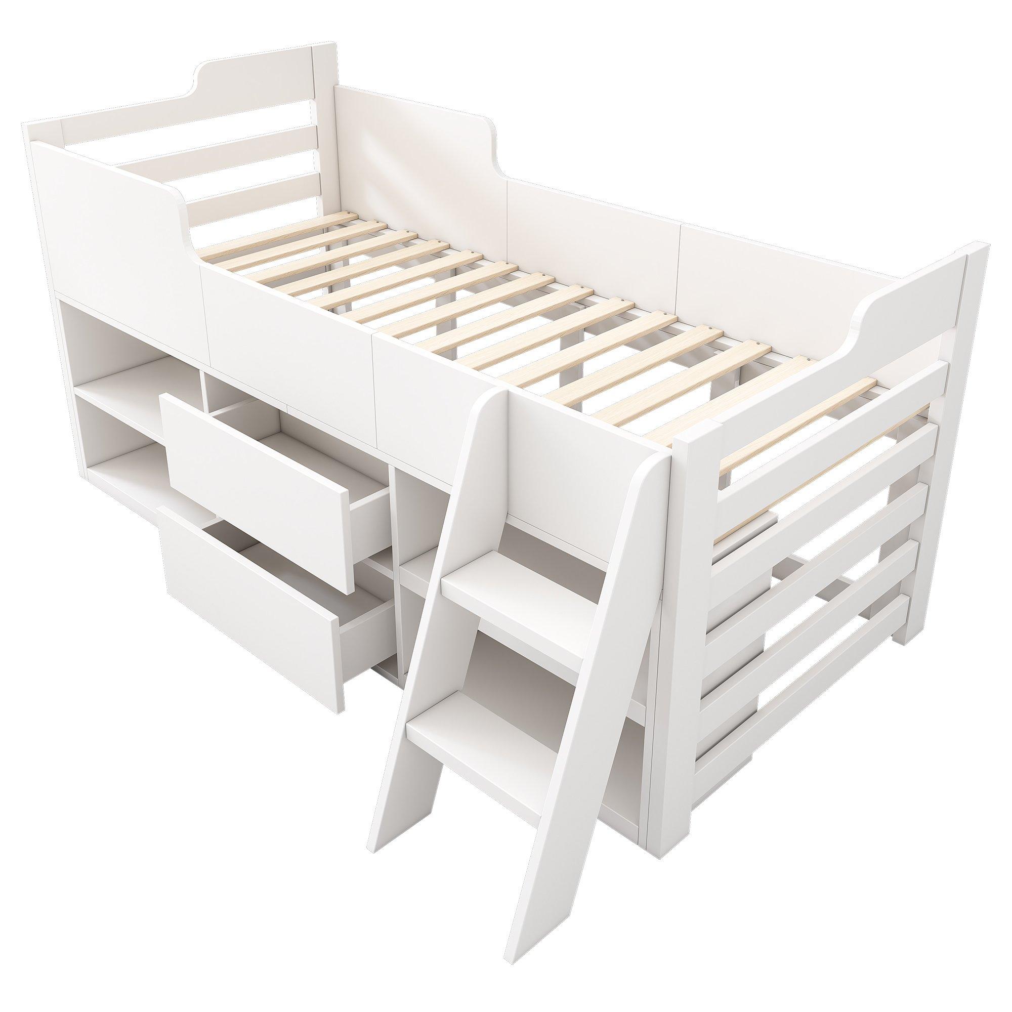White - Urban Meuble - Space-Saving Bed with Storage White Modern Design - 8