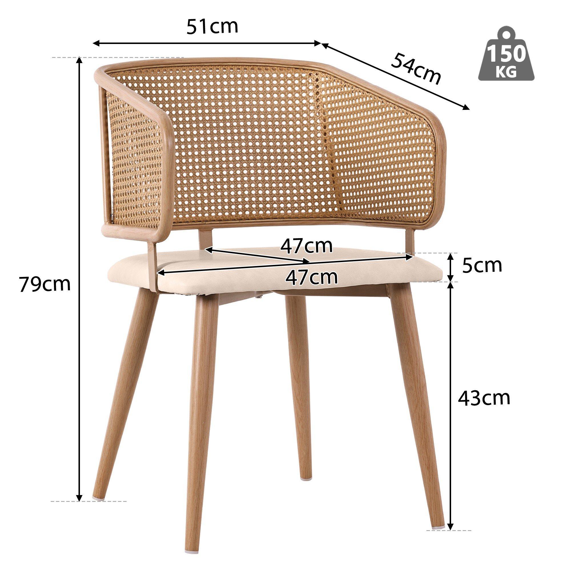 Beige - Urban Meuble - Modern Arm Chair Rattan Back Home Seating - 6