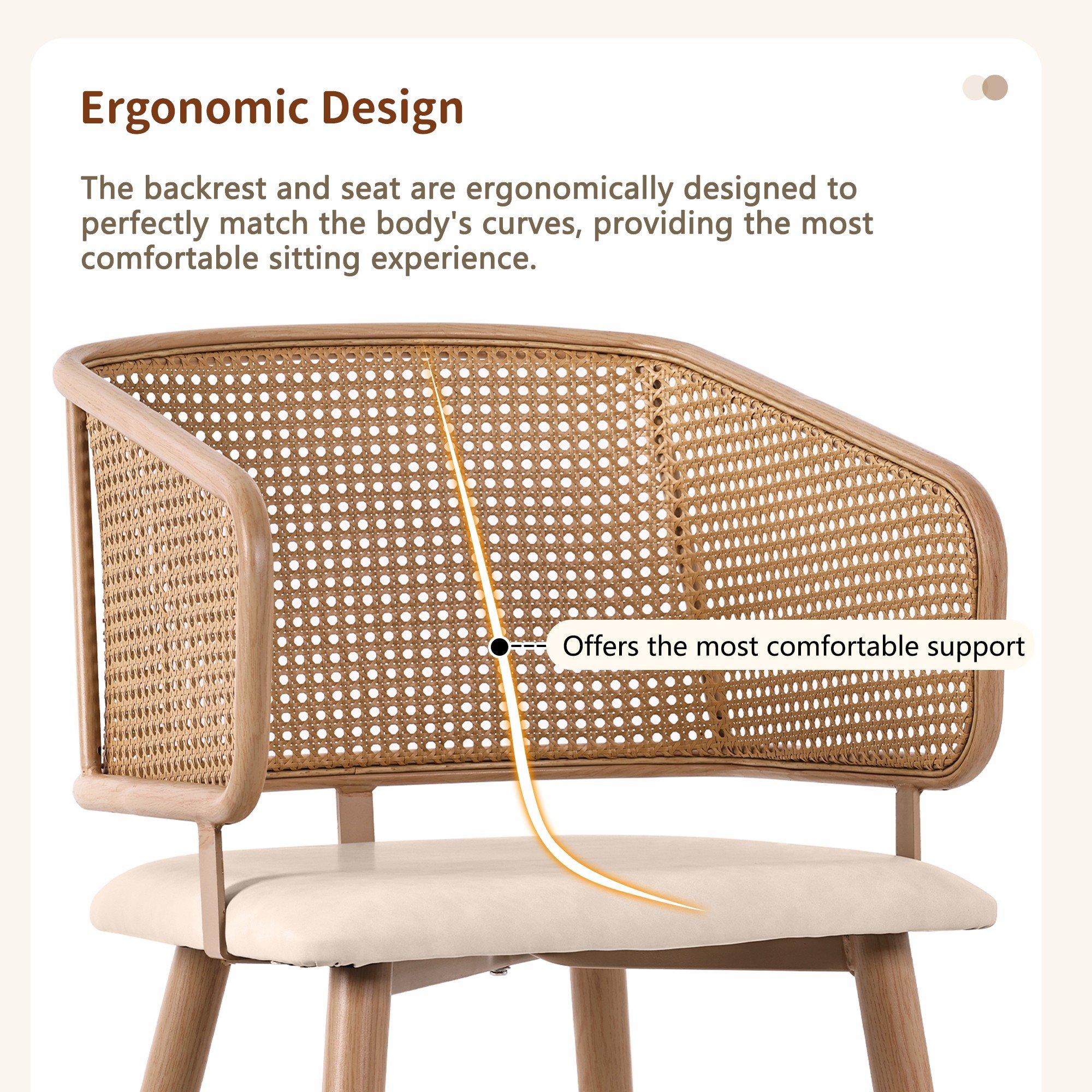 Beige - Urban Meuble - Modern Arm Chair Rattan Back Home Seating - 7