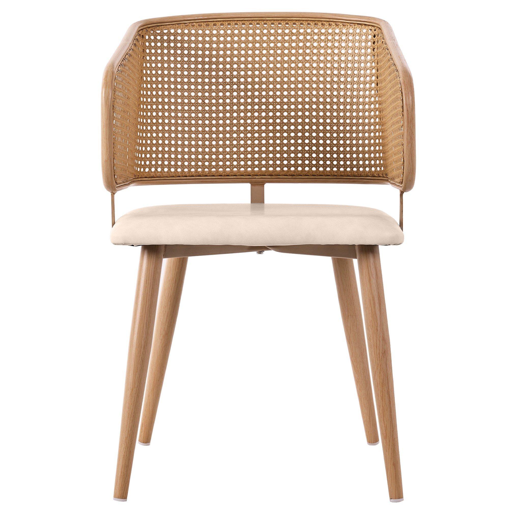 Beige - Urban Meuble - Modern Arm Chair Rattan Back Home Seating - 9
