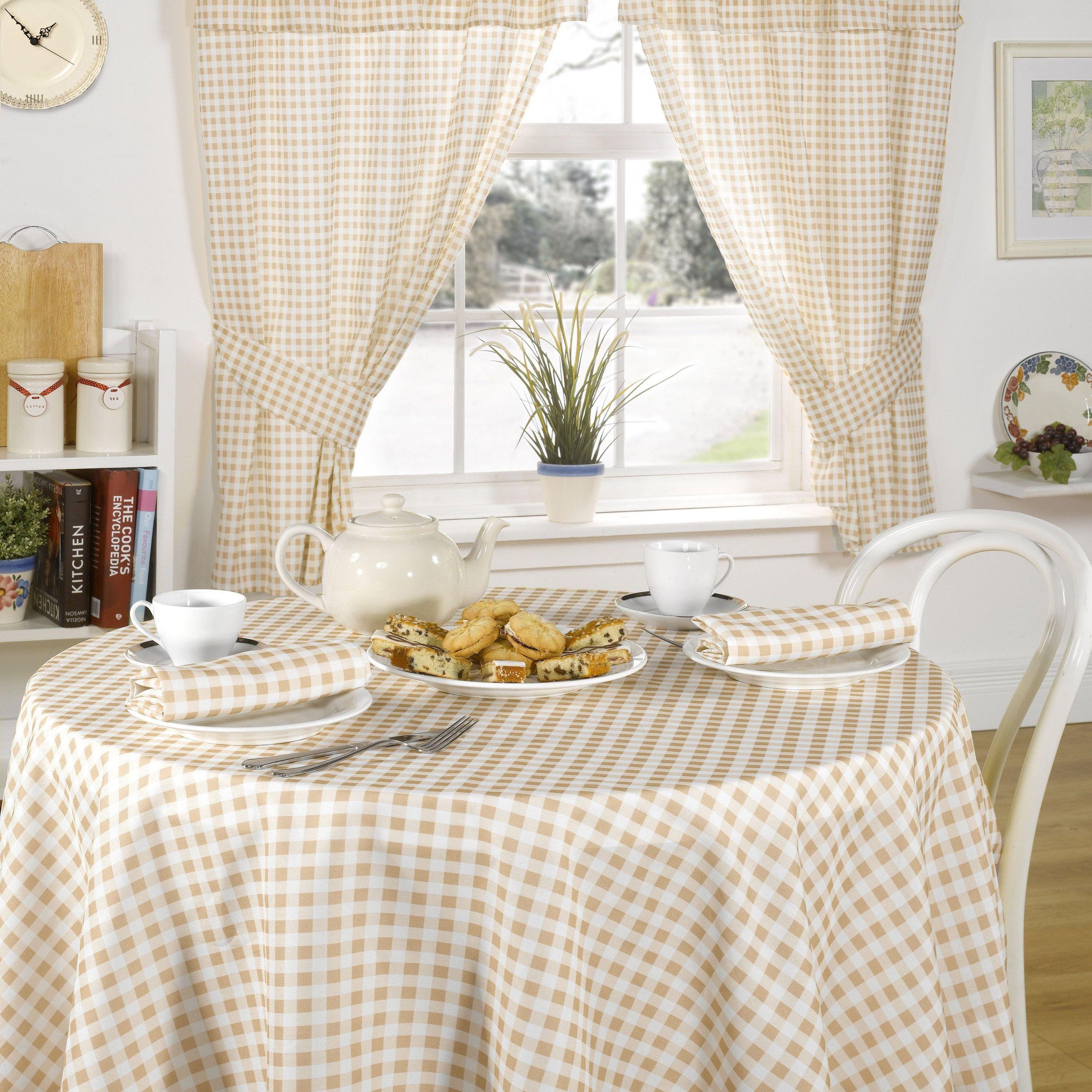 Beige - Emma Barclay - Gingham Check Tablecloth Soft Polyester Molly - 1