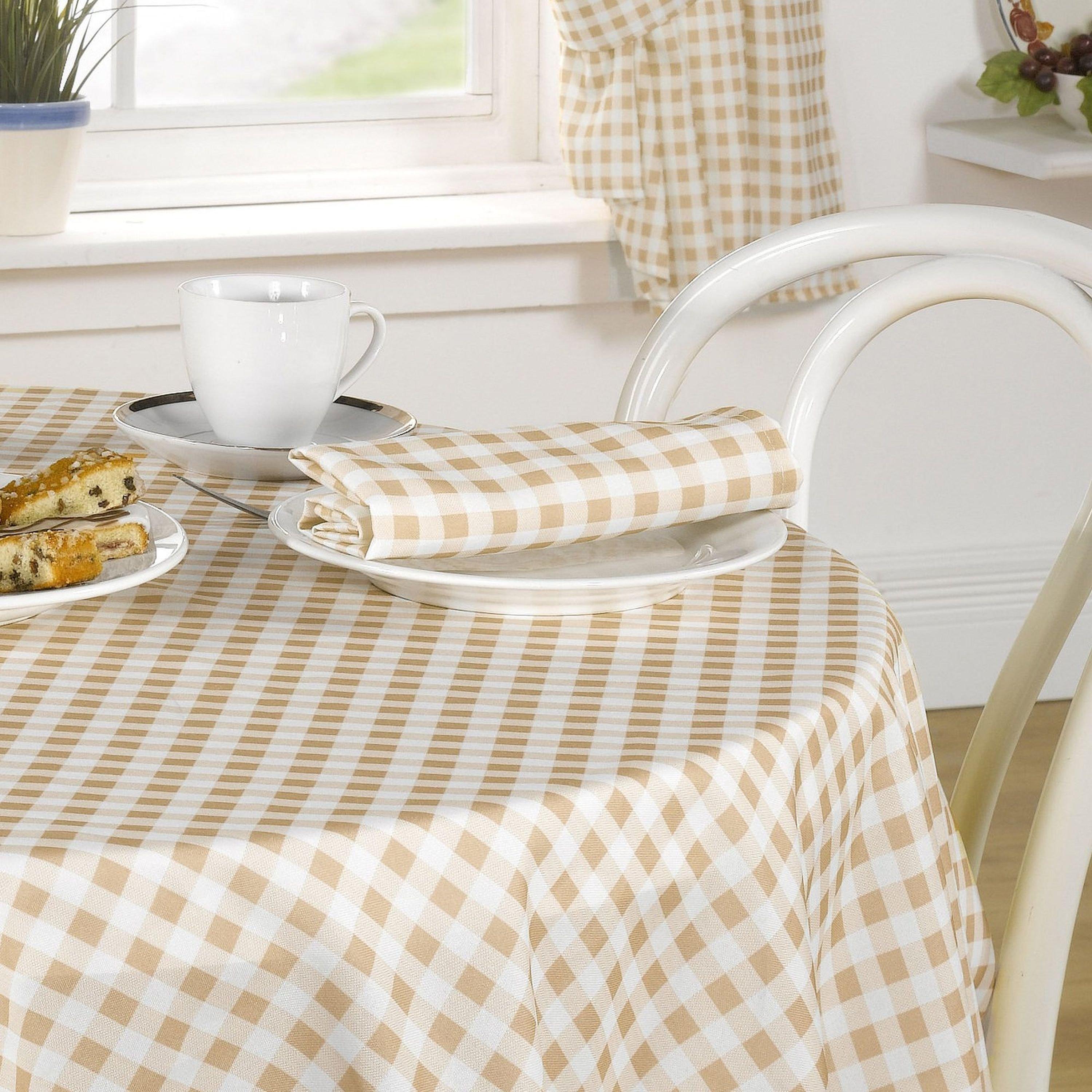 Beige - Emma Barclay - Gingham Check Tablecloth Soft Polyester Molly - 2