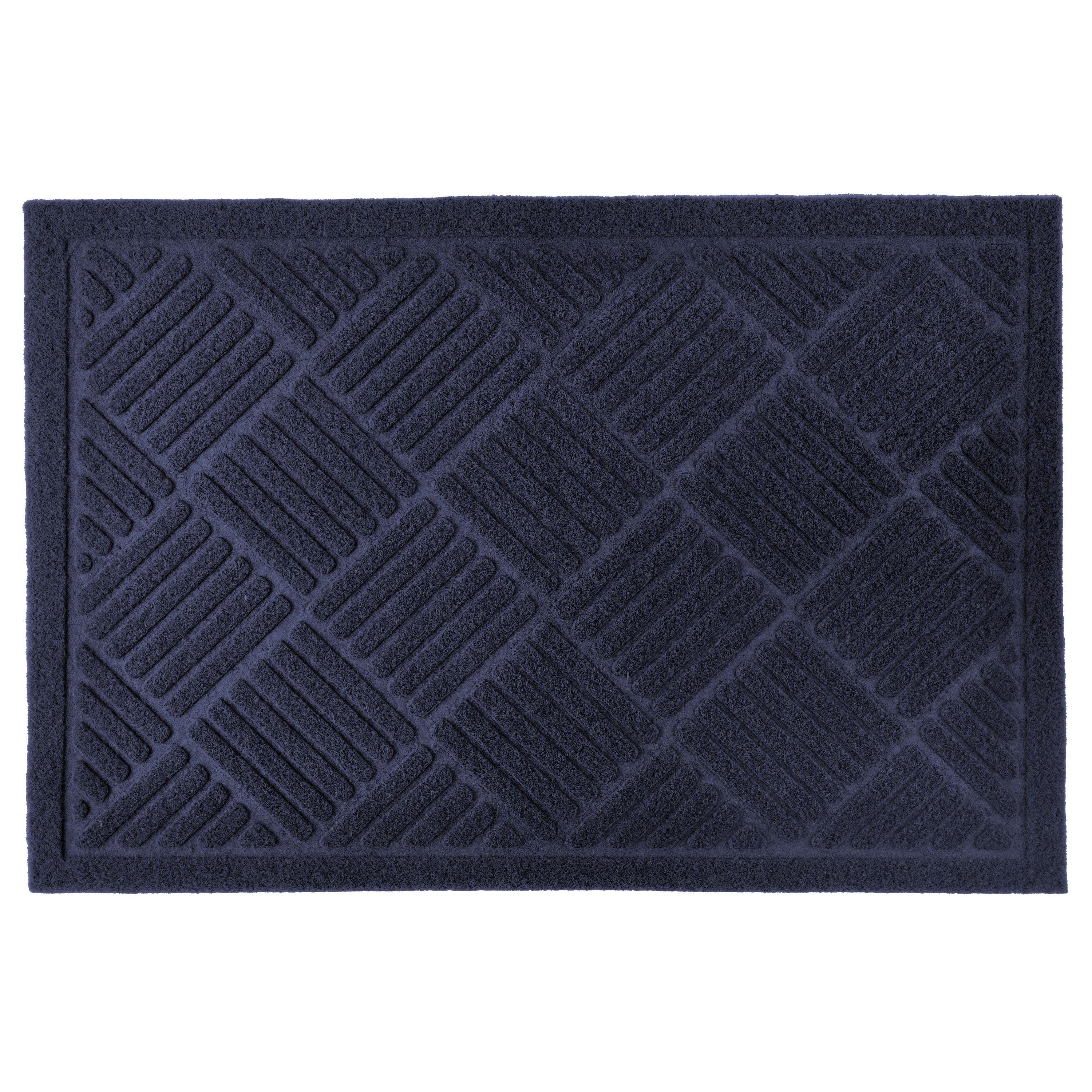 Navy Blue - Emma Barclay - Door Mat Rug Non-Slip Dirt Trapper Cross Hatch - 1