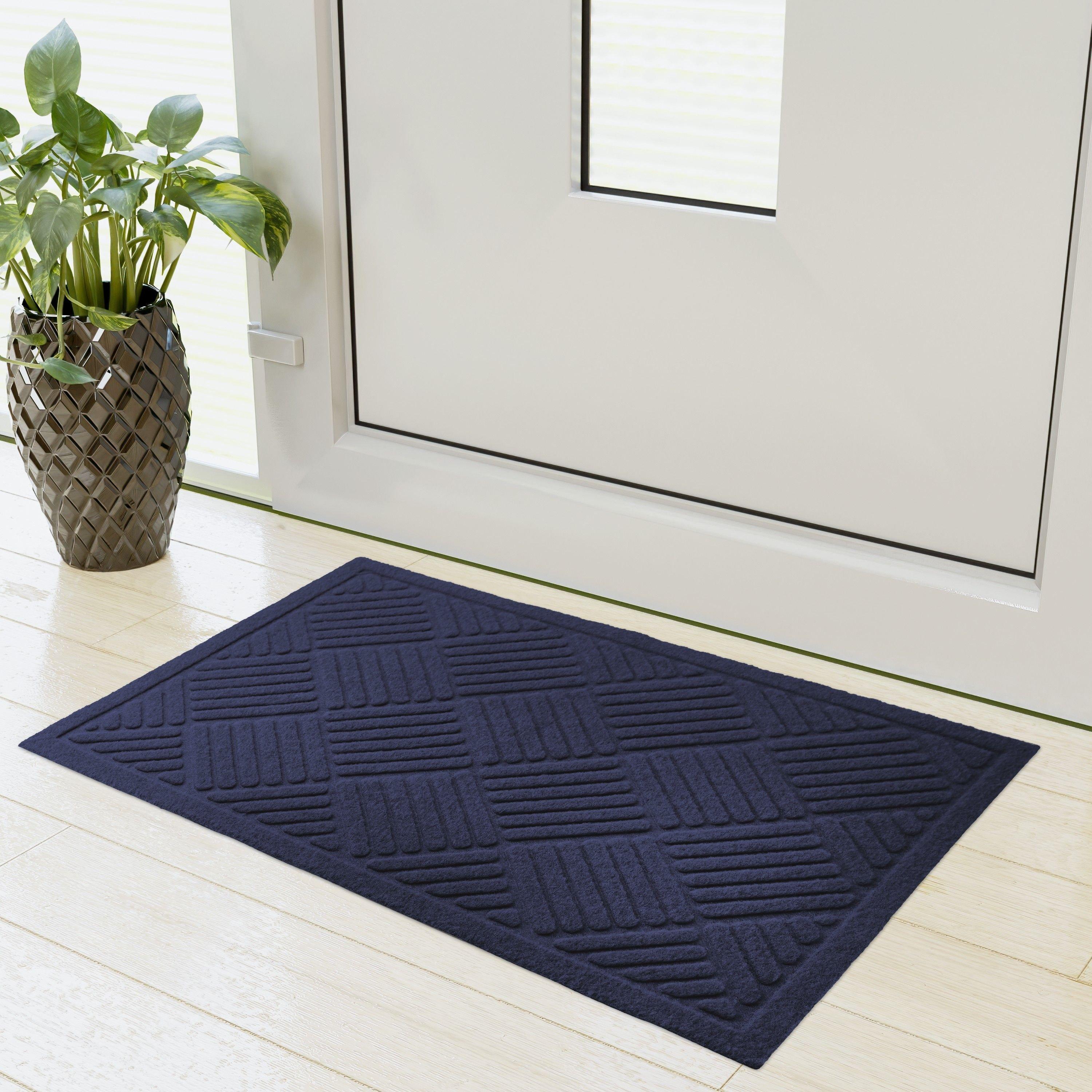 Navy Blue - Emma Barclay - Door Mat Rug Non-Slip Dirt Trapper Cross Hatch - 2