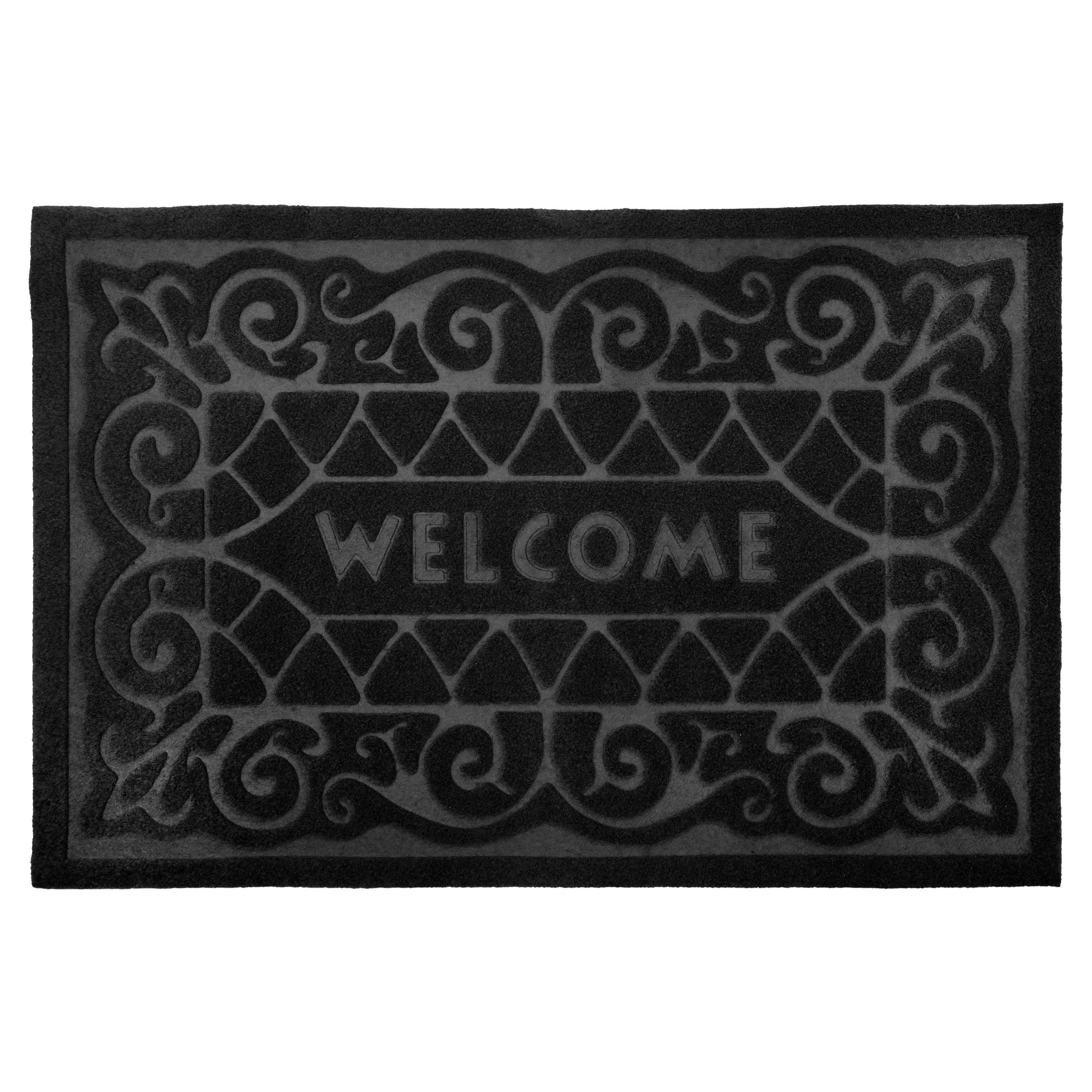 Black - Emma Barclay - Door Mat Rug Non-Slip Dirt Trapper Welcome - 1