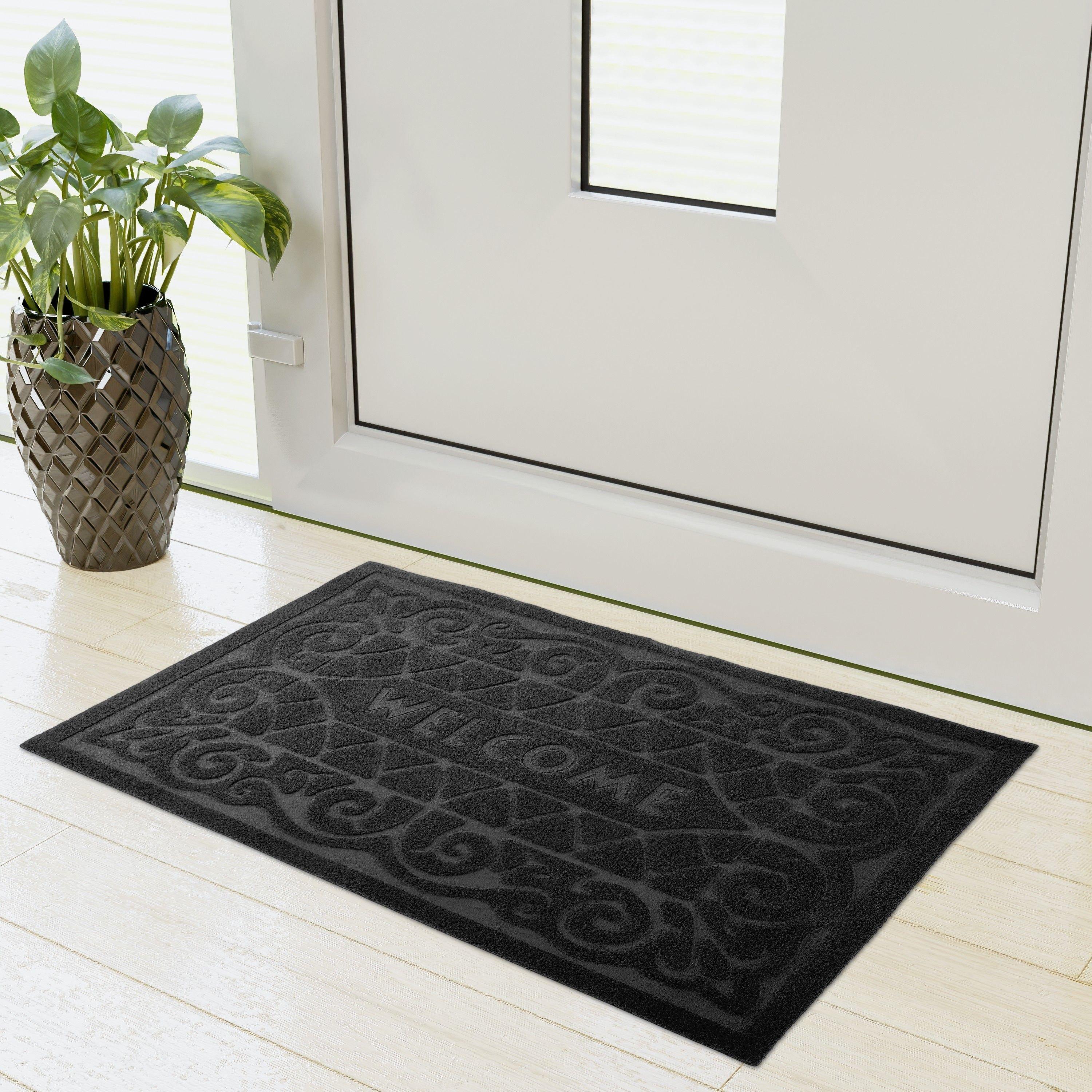 Black - Emma Barclay - Door Mat Rug Non-Slip Dirt Trapper Welcome - 3
