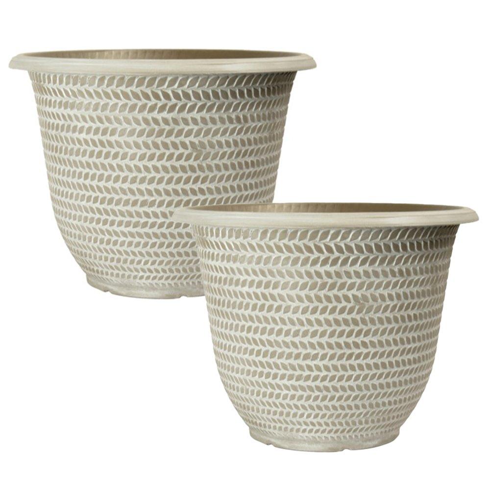 Cream - YouGarden - Pair of Parker Planters (12") - Washed Taupe