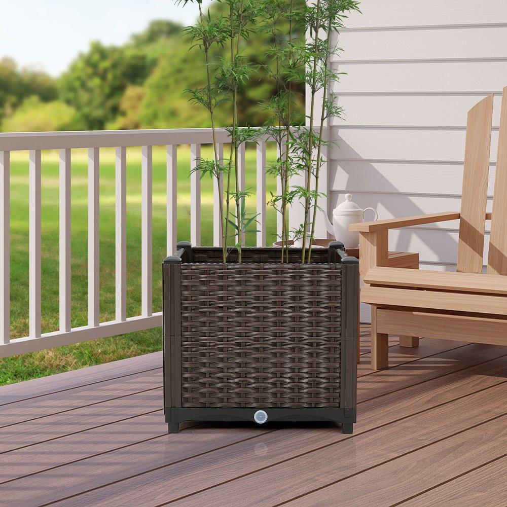 Brown - LIFE IDEAS - Outdoor Rectangular Extra-Deep Planting Box - 1