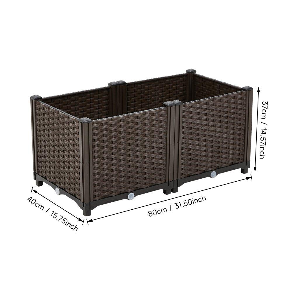 Brown - LIFE IDEAS - Outdoor Rectangular Extra-Deep Planting Box - 9