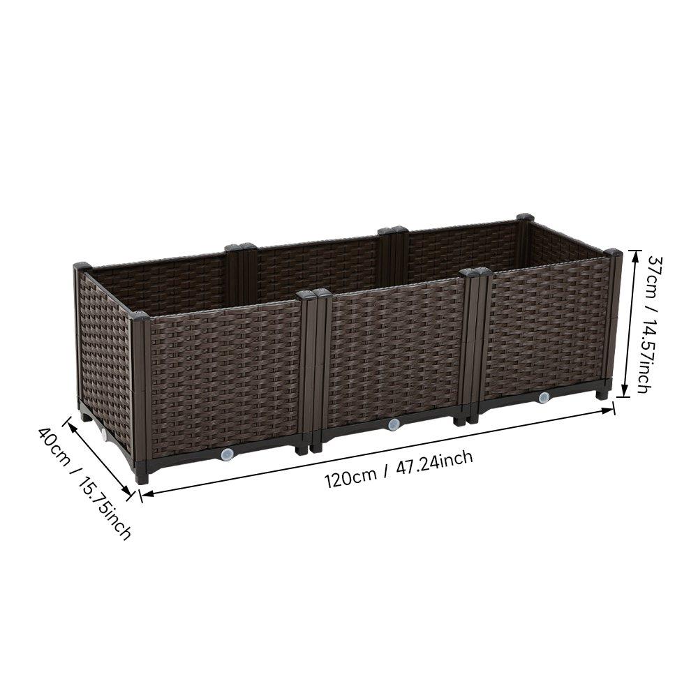 Brown - LIFE IDEAS - Outdoor Rectangular Extra-Deep Planting Box - 10