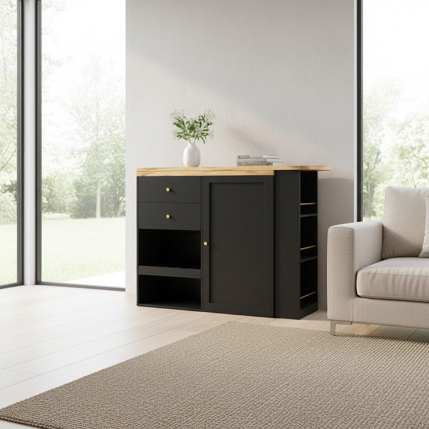 Urban Meuble  Modern Sideboard Cabinet Black