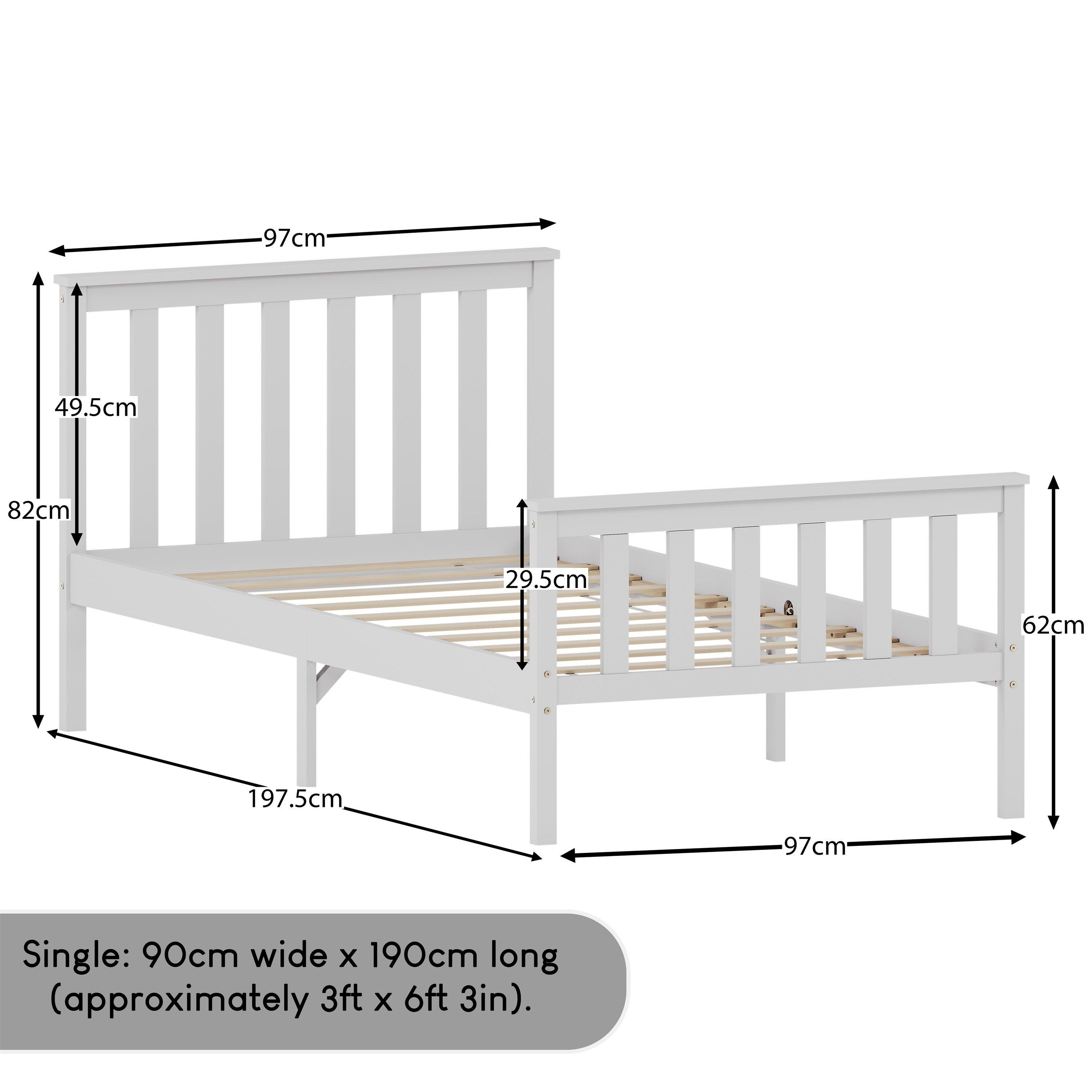 White - Lassic - Vida Designs Milan Single Wooden Bed, High Foot - 2