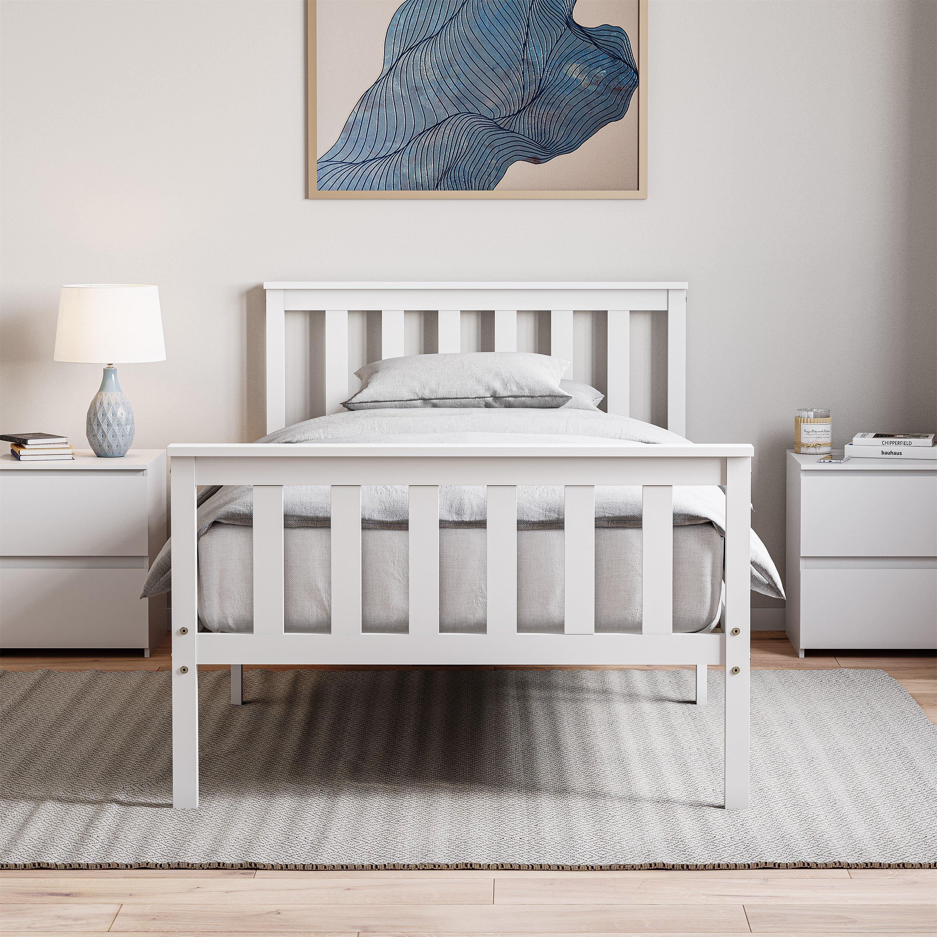White - Lassic - Vida Designs Milan Single Wooden Bed, High Foot - 3