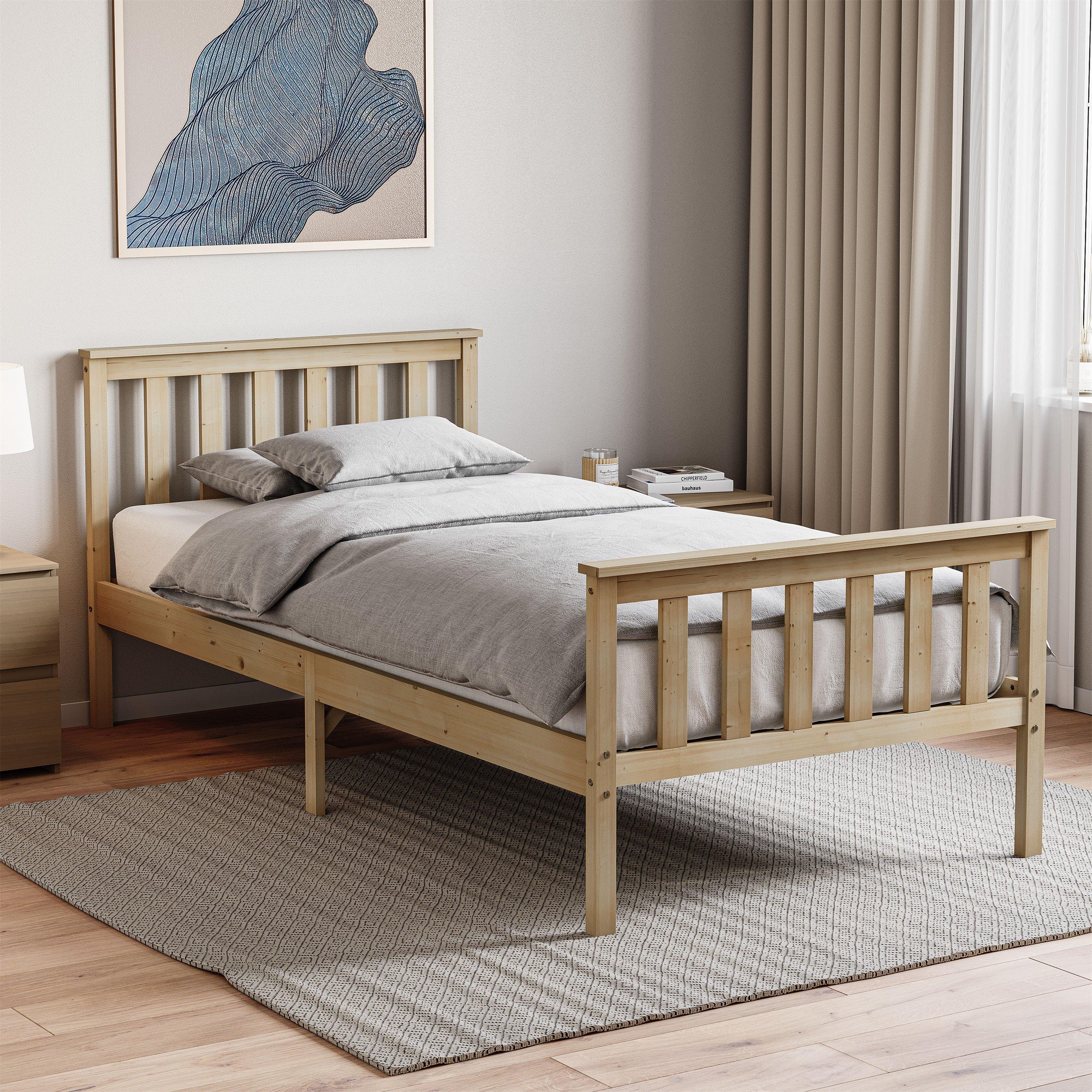 Pine - Lassic - Vida Designs Milan Single Wooden Bed, High Foot - 1