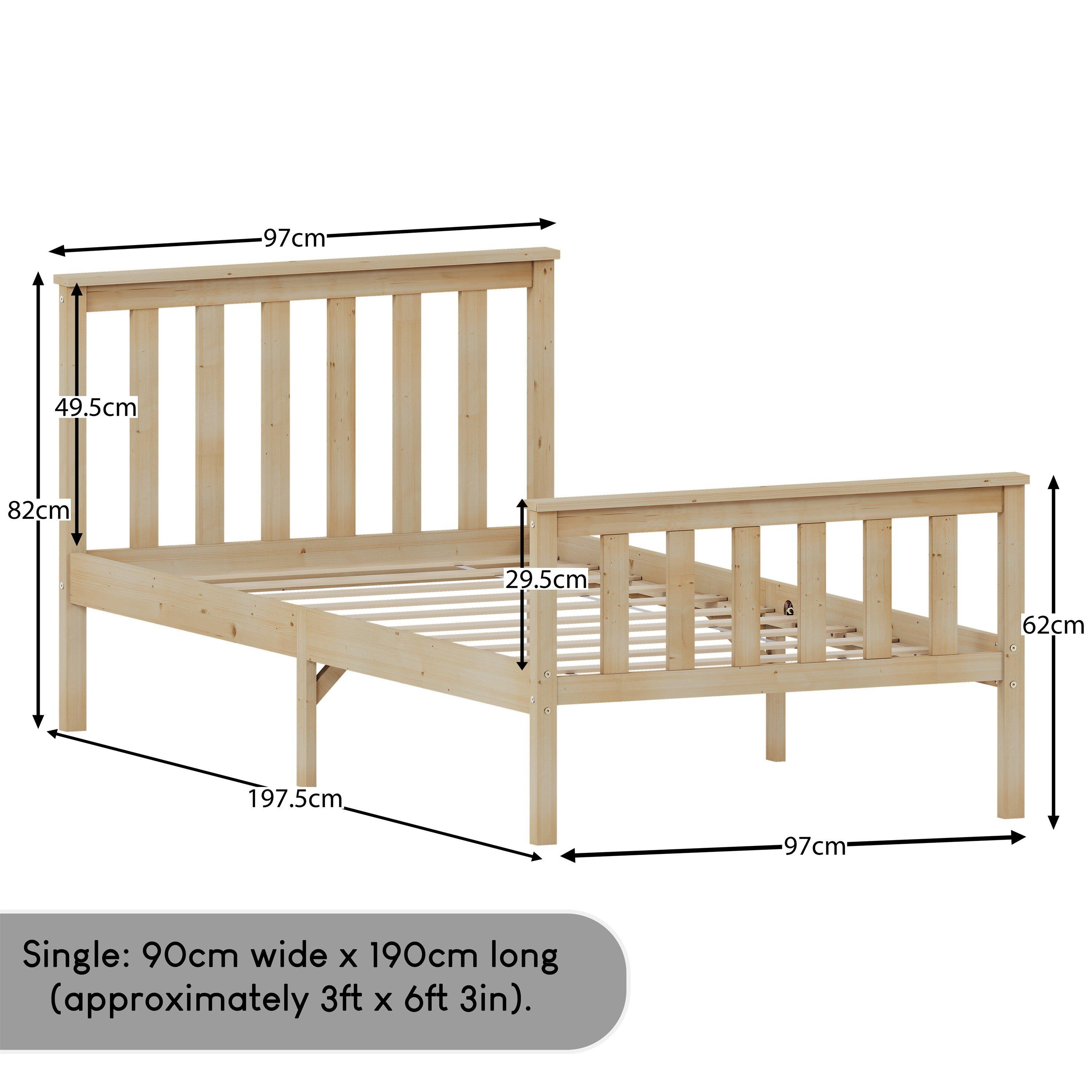 Pine - Lassic - Vida Designs Milan Single Wooden Bed, High Foot - 2