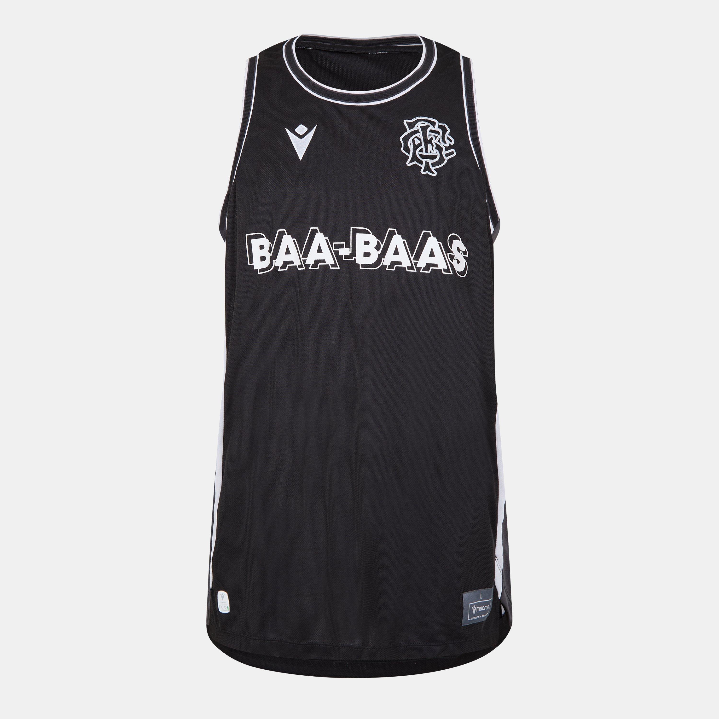 Macron Men's Barbarians Rugby Basketball Shirt 2024 2025 Adults - Black/White - Small