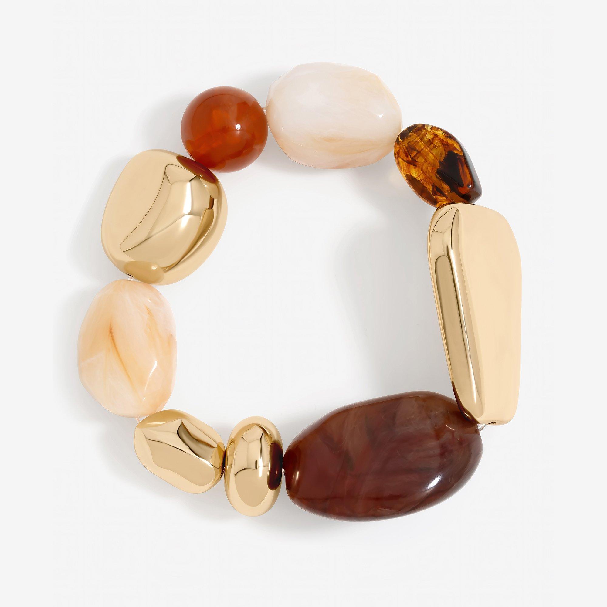 Gold - Mood - Gold Polished and Resin Stretch Bracelet