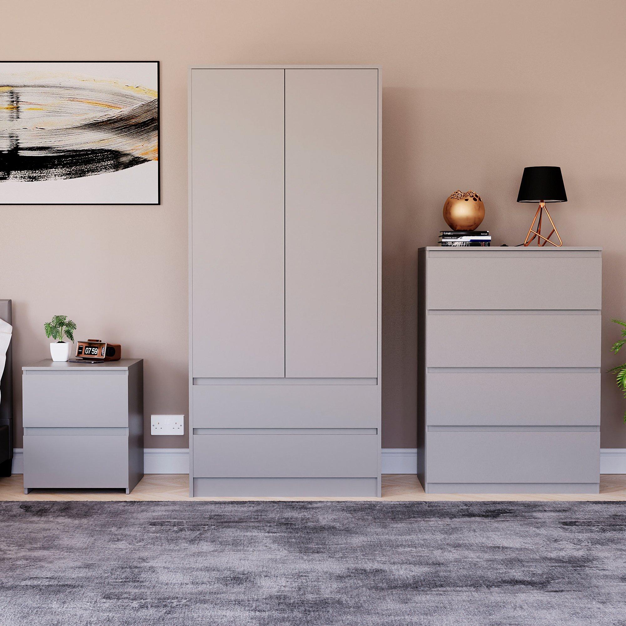 Grey - Lassic - Vida Designs 3 Piece Denver Bedroom Set 2 - 2