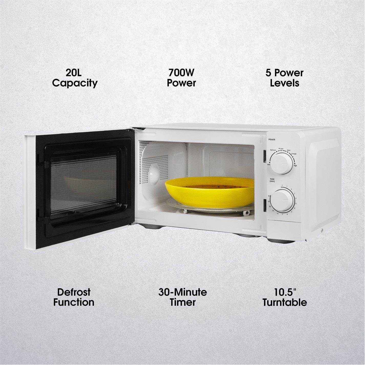 White - Abode - AMM2005 20L White Manual Microwave - 3