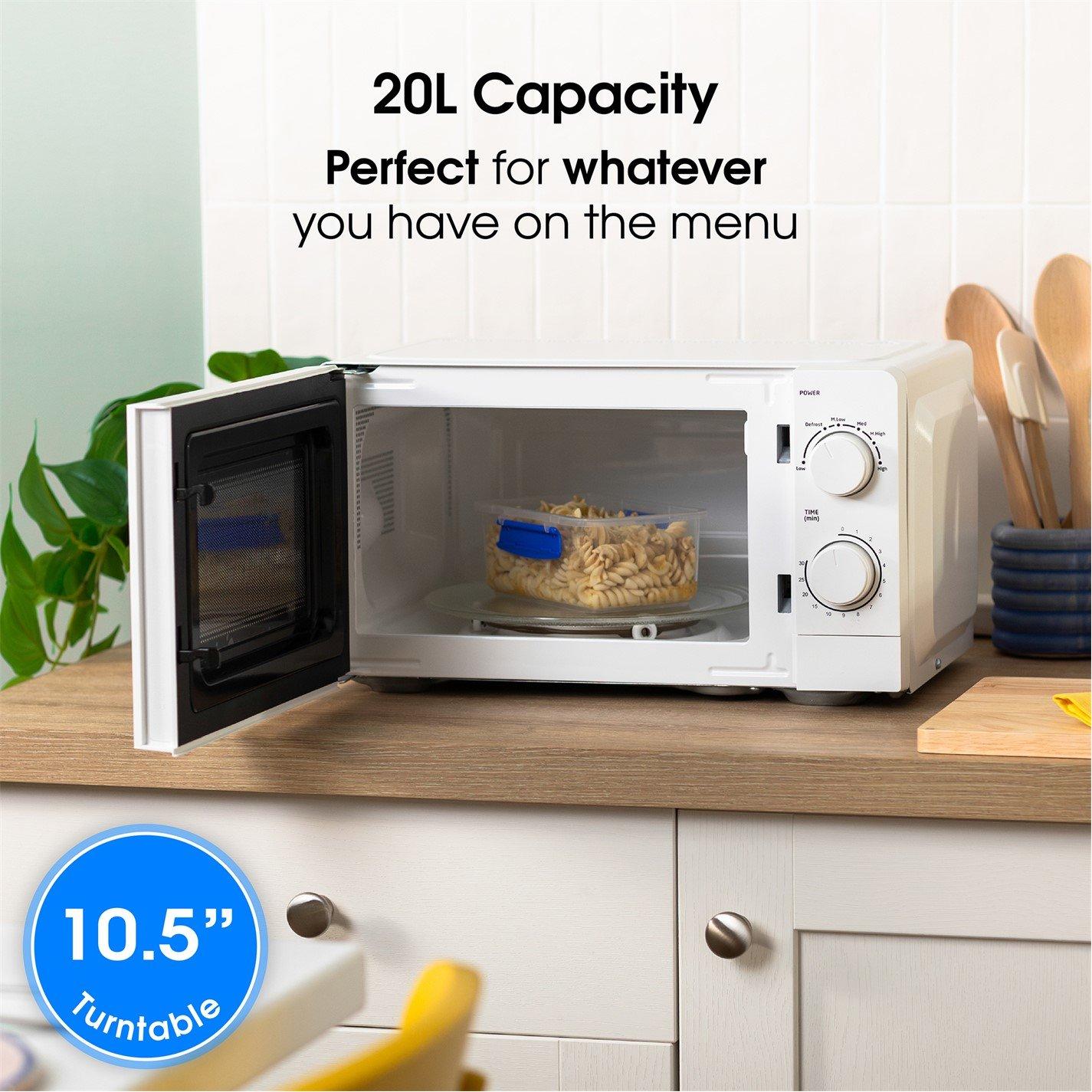 White - Abode - AMM2005 20L White Manual Microwave - 6