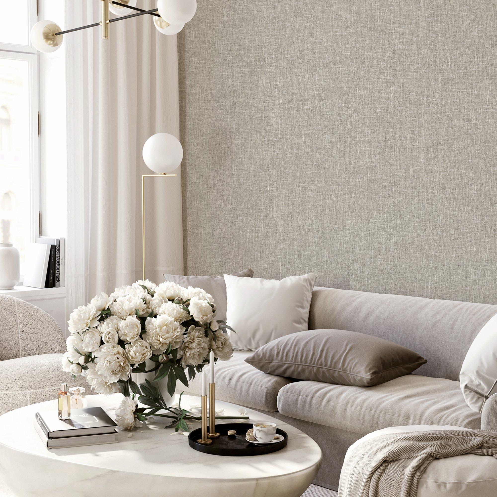 Neutral - Arthouse - Country Plain Taupe Wallpaper - 7