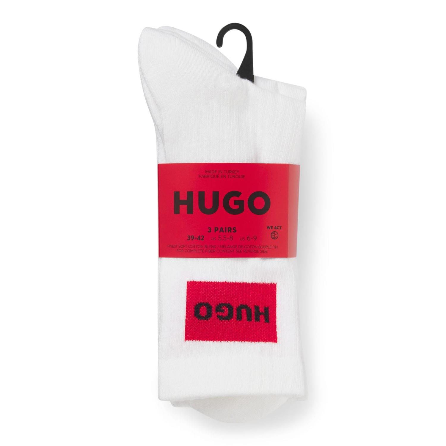 White - Hugo - 3 Pack of Red Logo Socks - 3