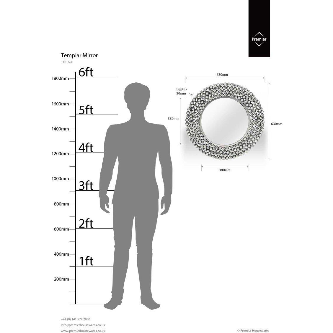 Silver - Premier Housewares - Templar Pewter Finish Iron Wall Mirror - 2