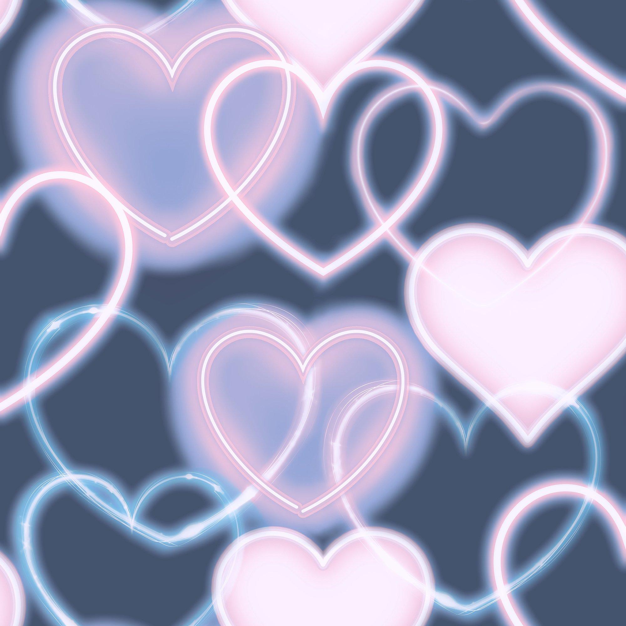 Navy & Pink - Arthouse - Neon Heart Wall Navy Pink sw12 - 1