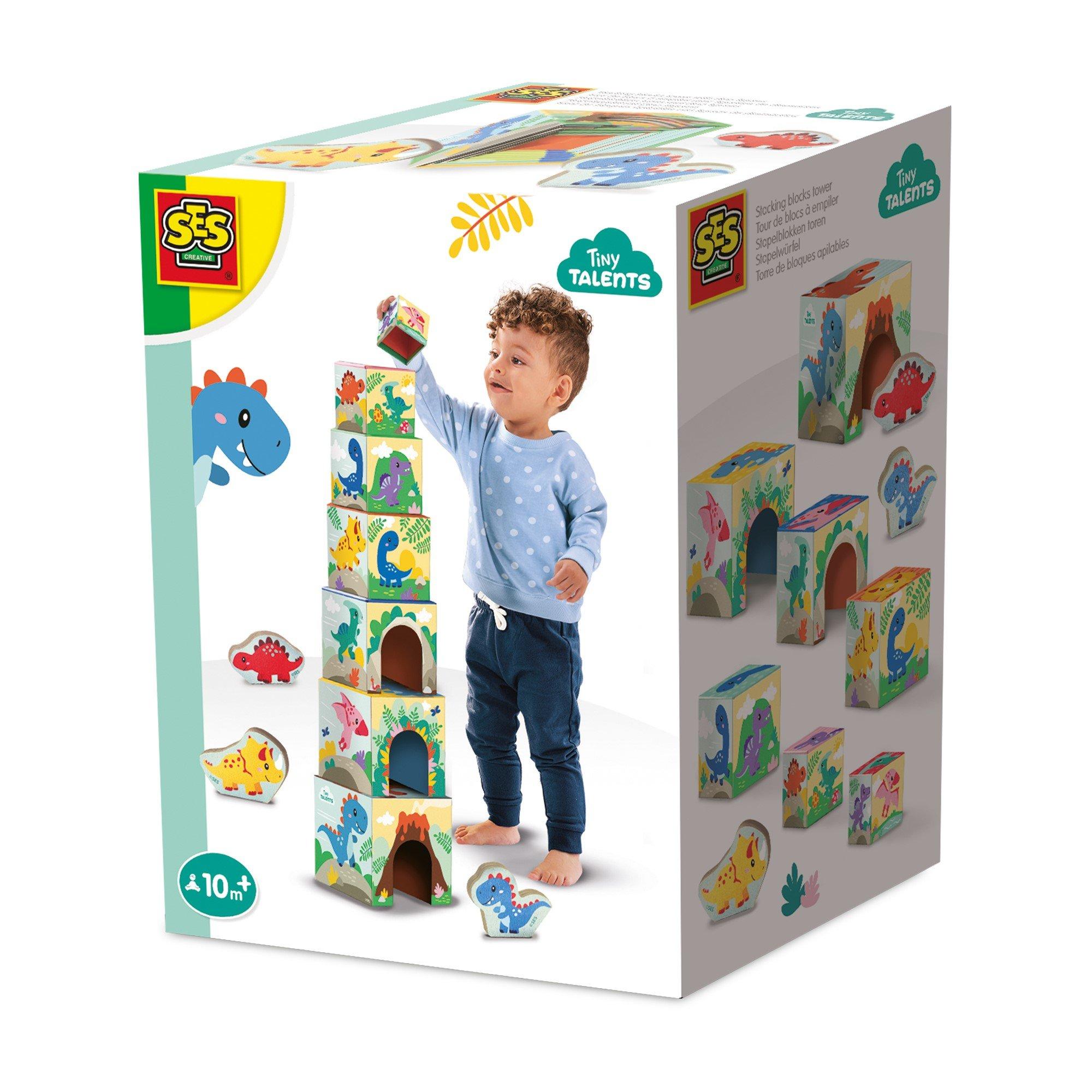 Ses Creative  Kids Stacking Blocks Tower With Dino Figures - 