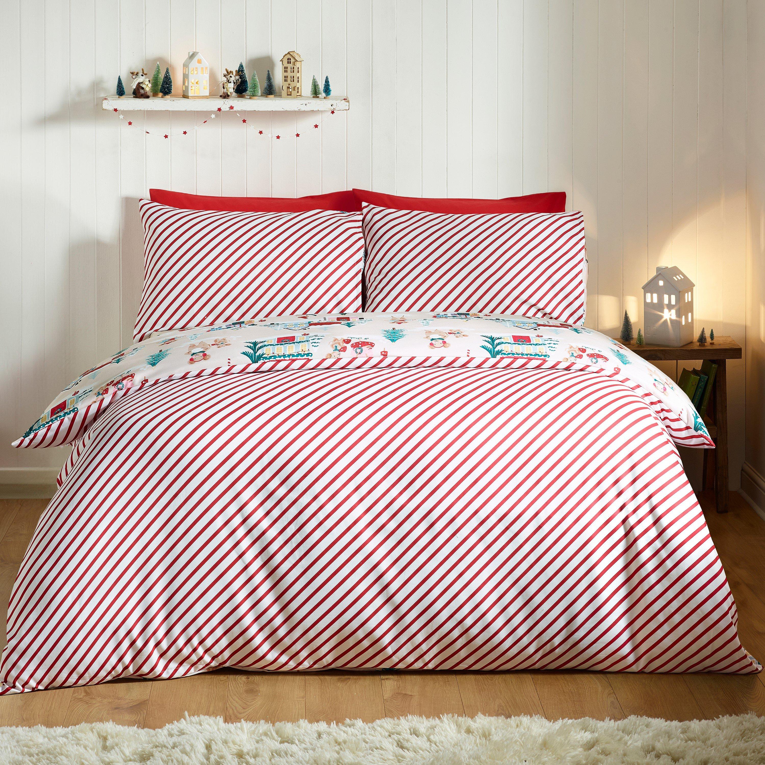 Natural - Catherine Lansfield - Christmas Mouse Town Reversible Duvet Cover Set - 2