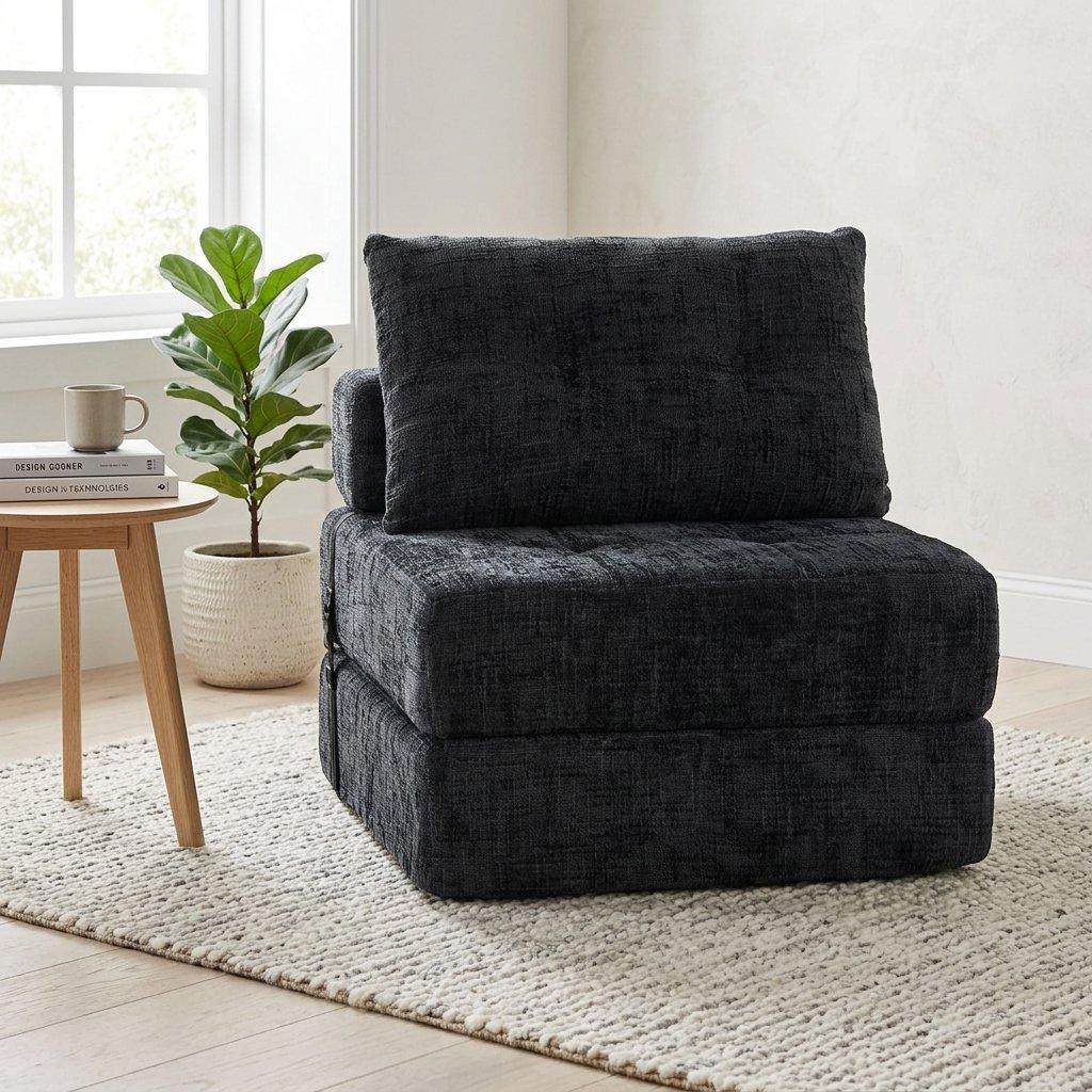 Black - Urban Meuble - Convertible Folding Floor Sofa Bed - 1