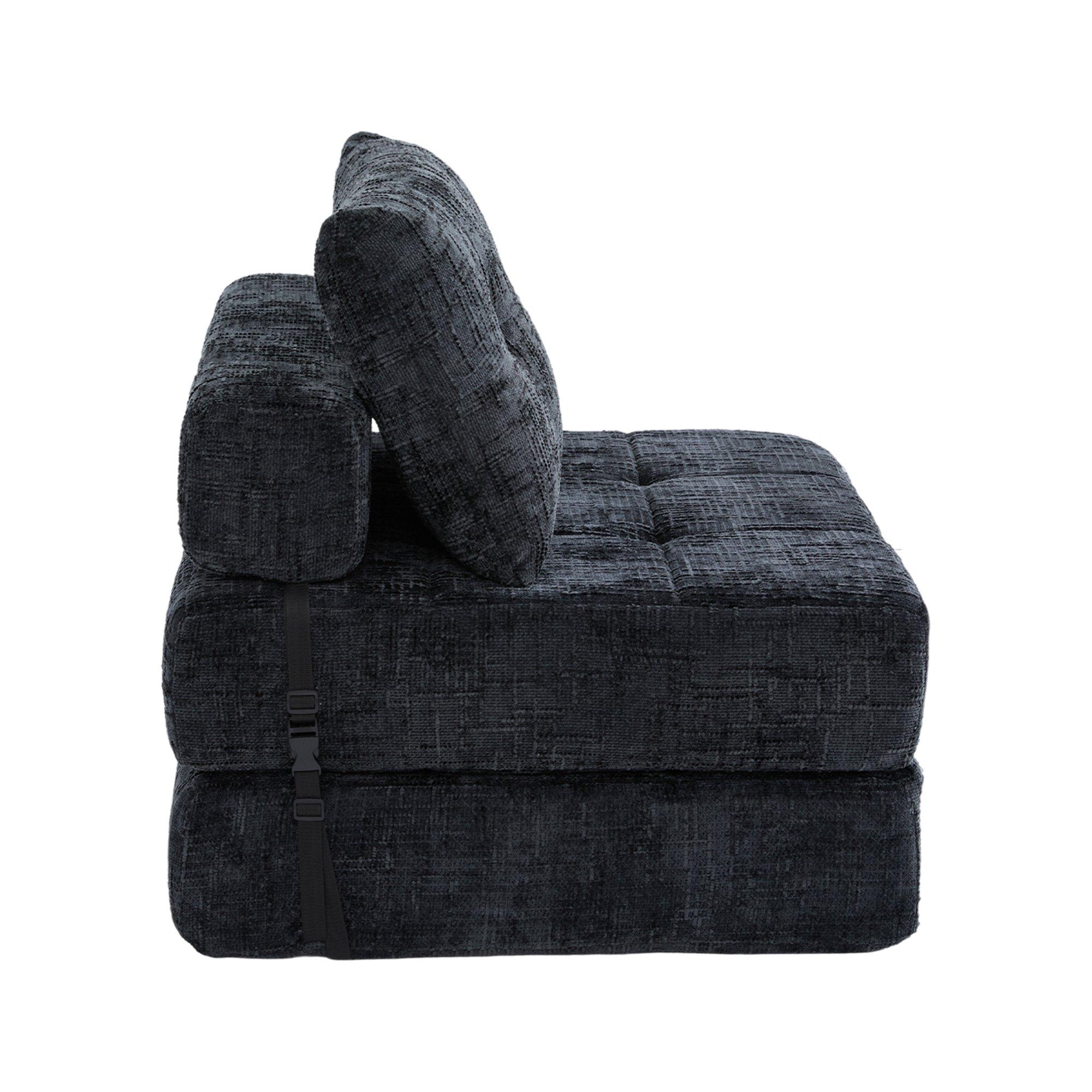 Black - Urban Meuble - Convertible Folding Floor Sofa Bed - 12
